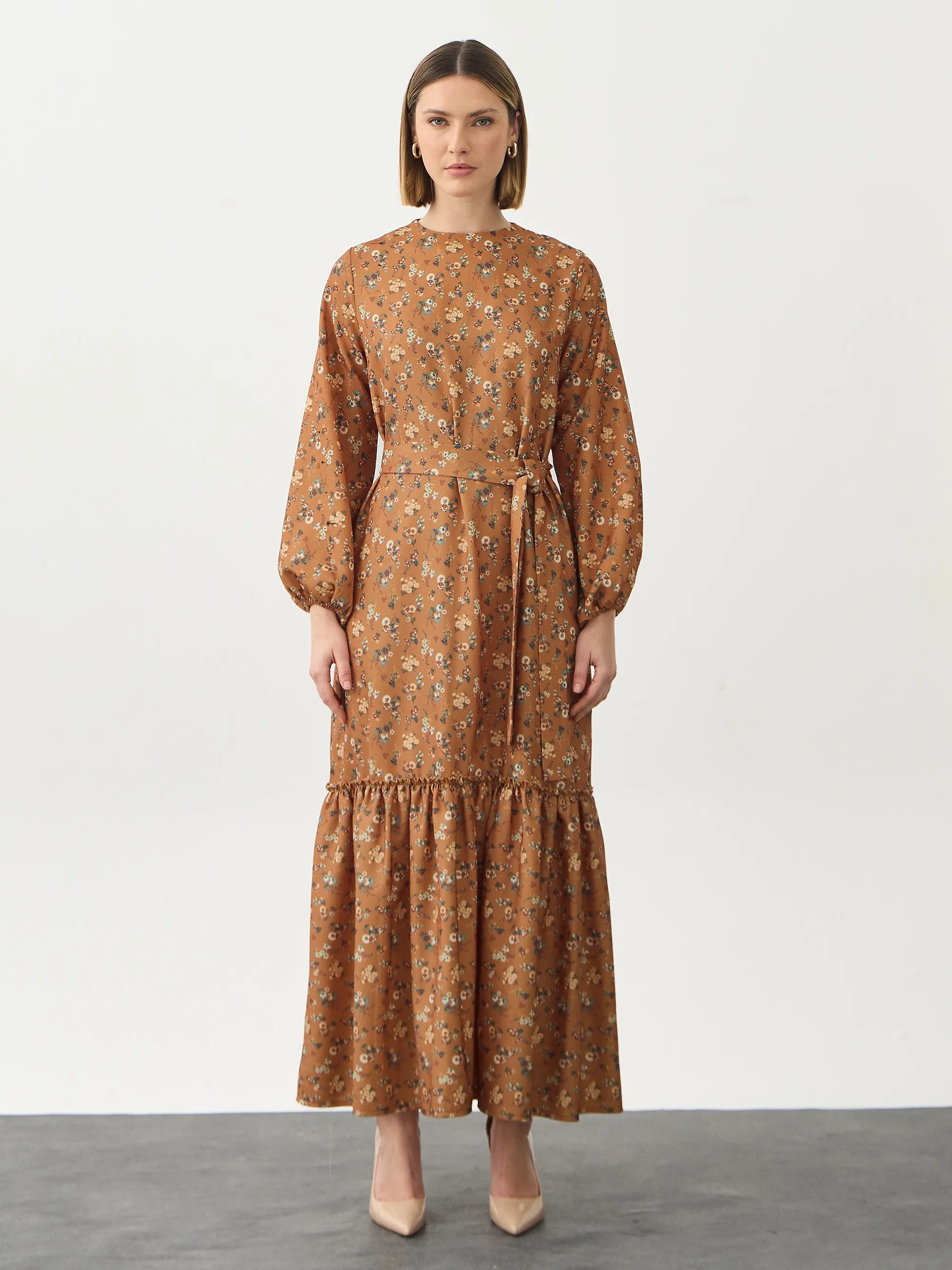 Floral Tarçın Elbise
