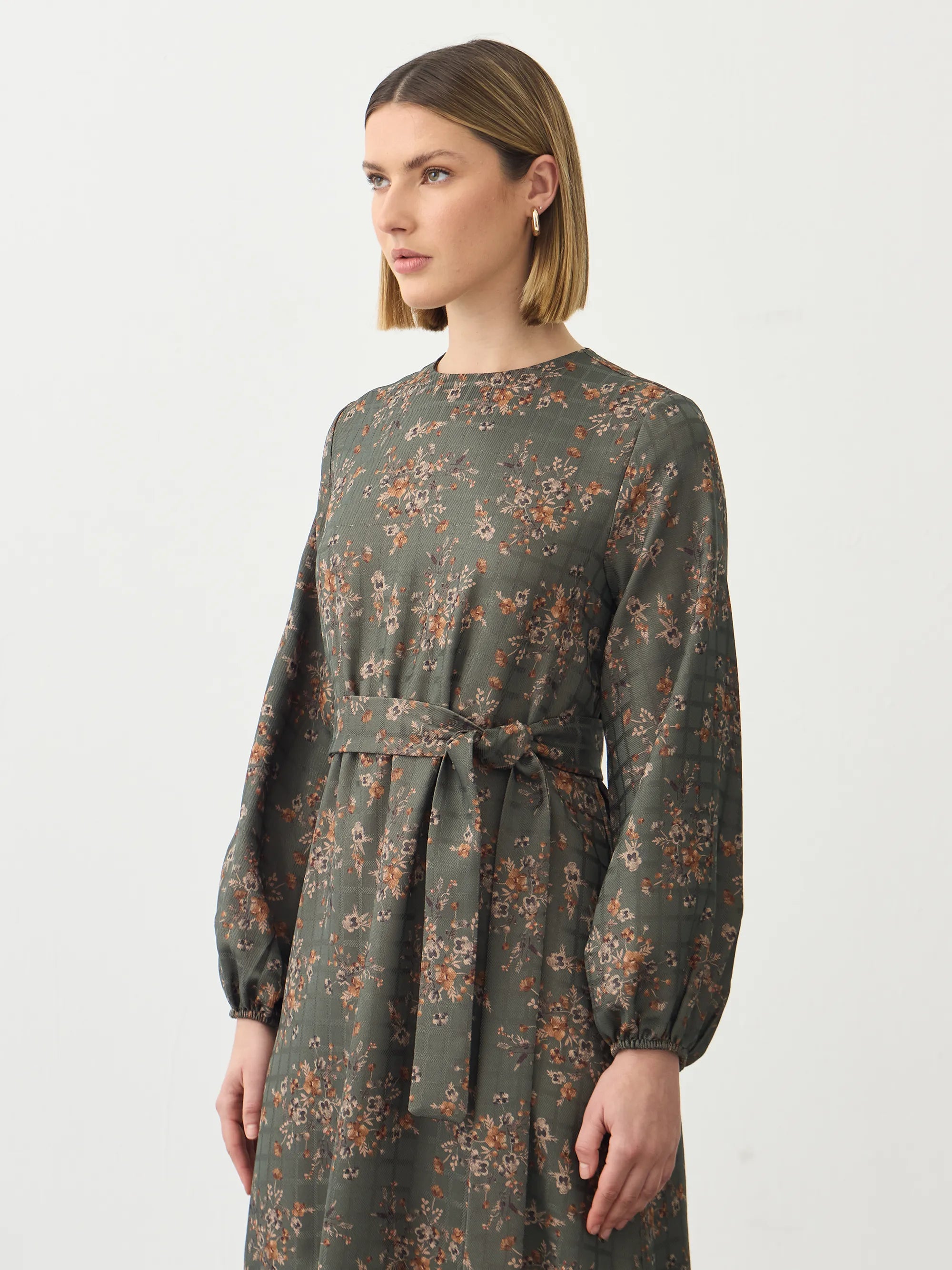 Floral Soft Yeşil Elbise