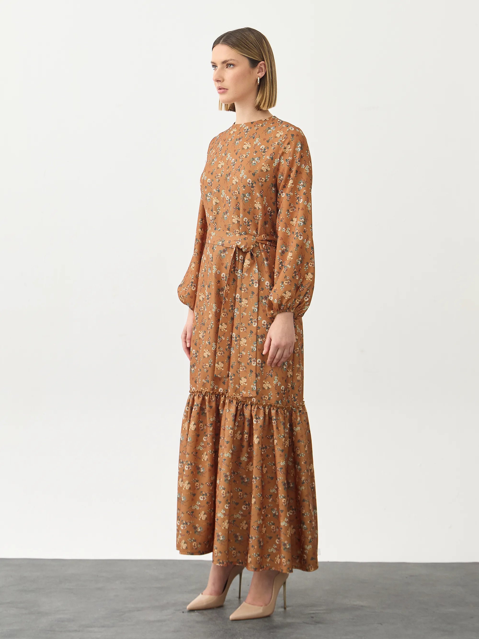 Floral Tarçın Elbise