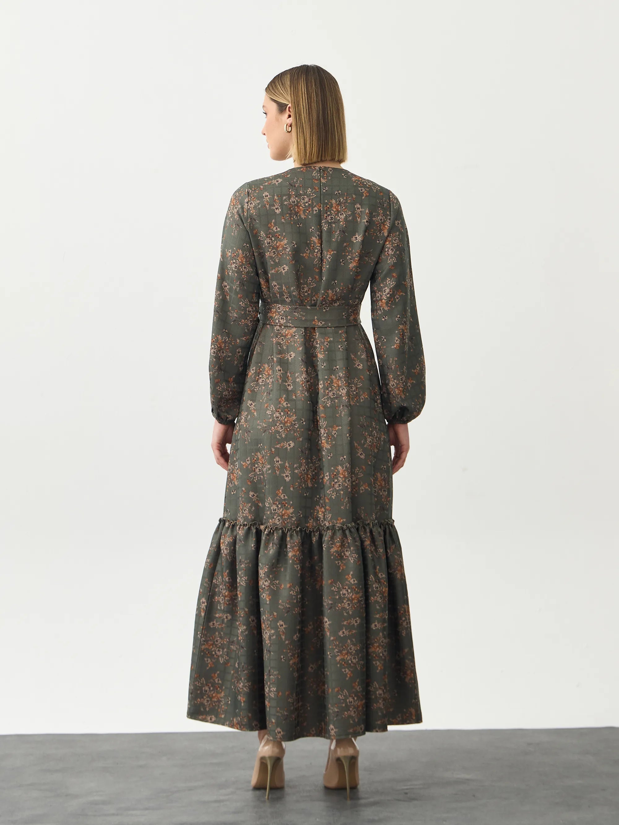 Floral Soft Yeşil Elbise