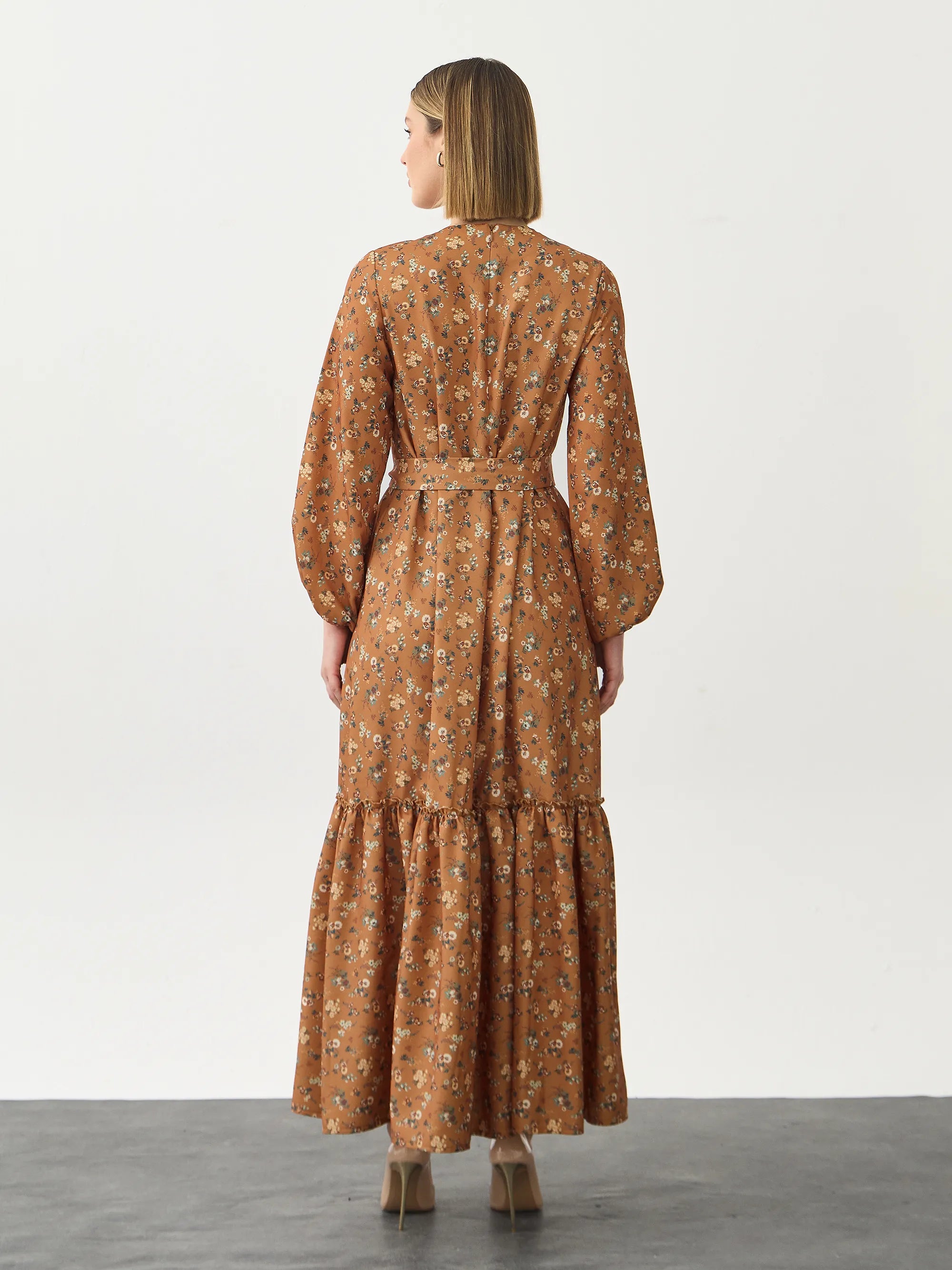 Floral Tarçın Elbise