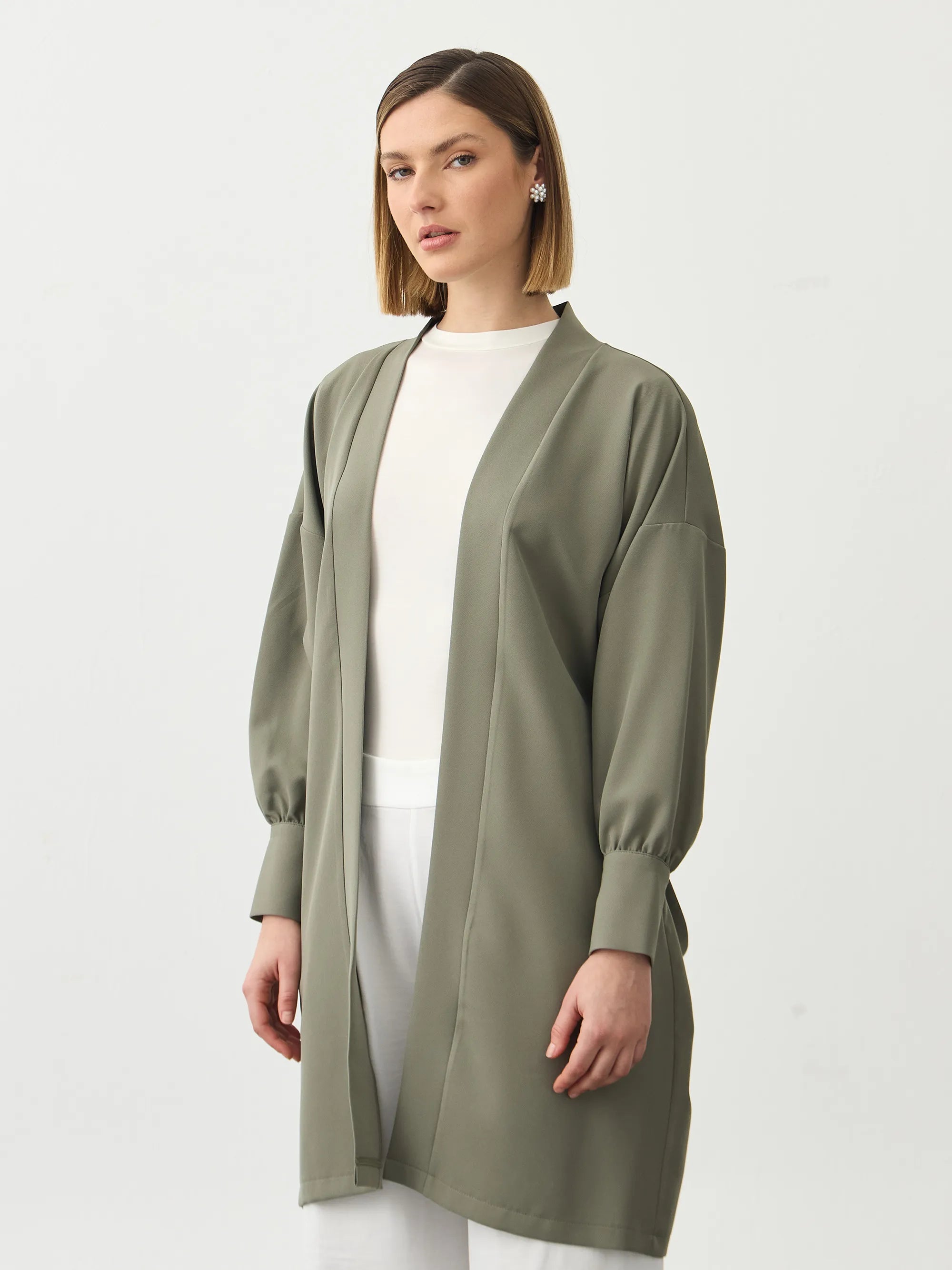 Haki Manşetli Kimono