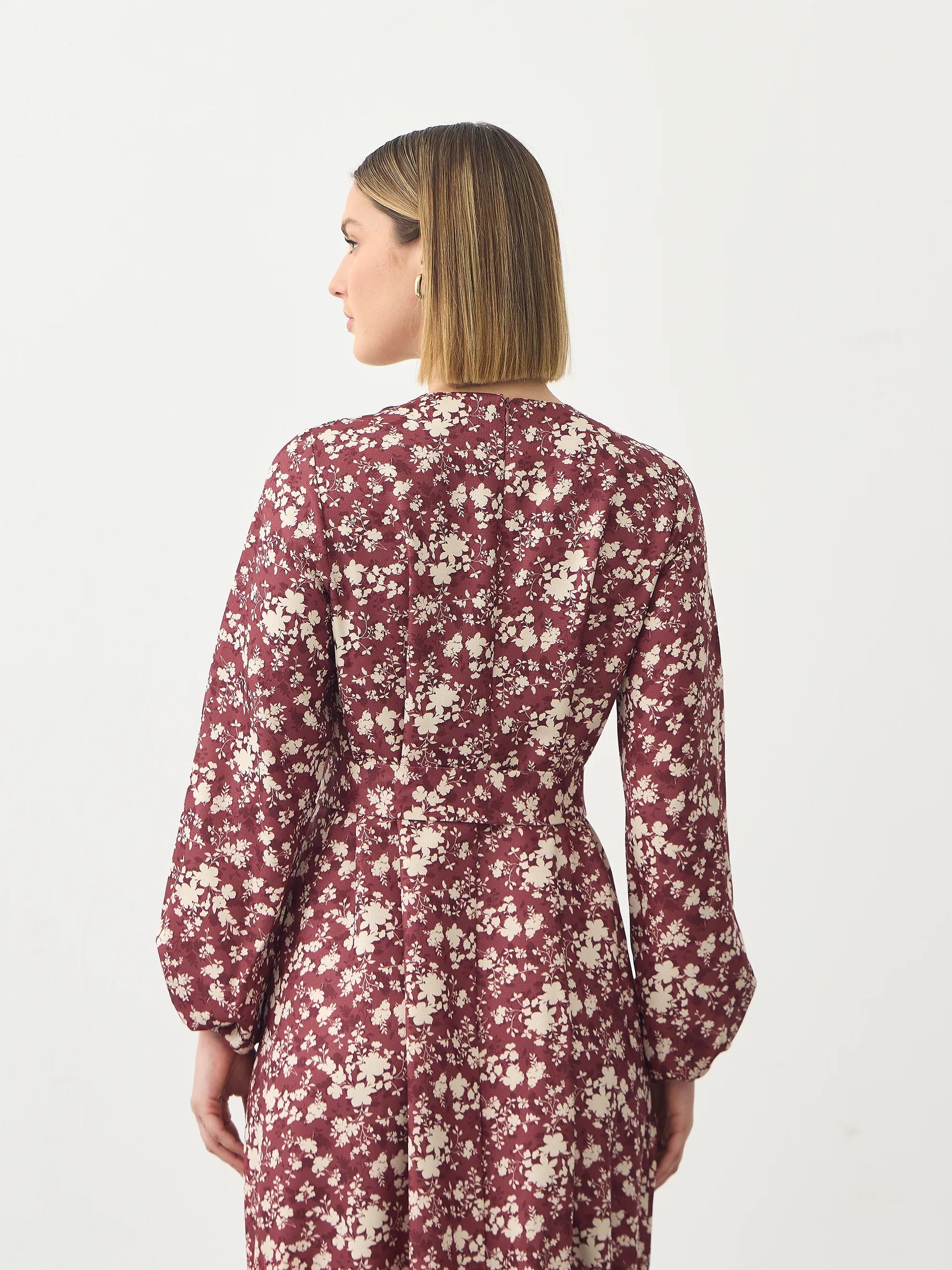 Floral Vişne Elbise