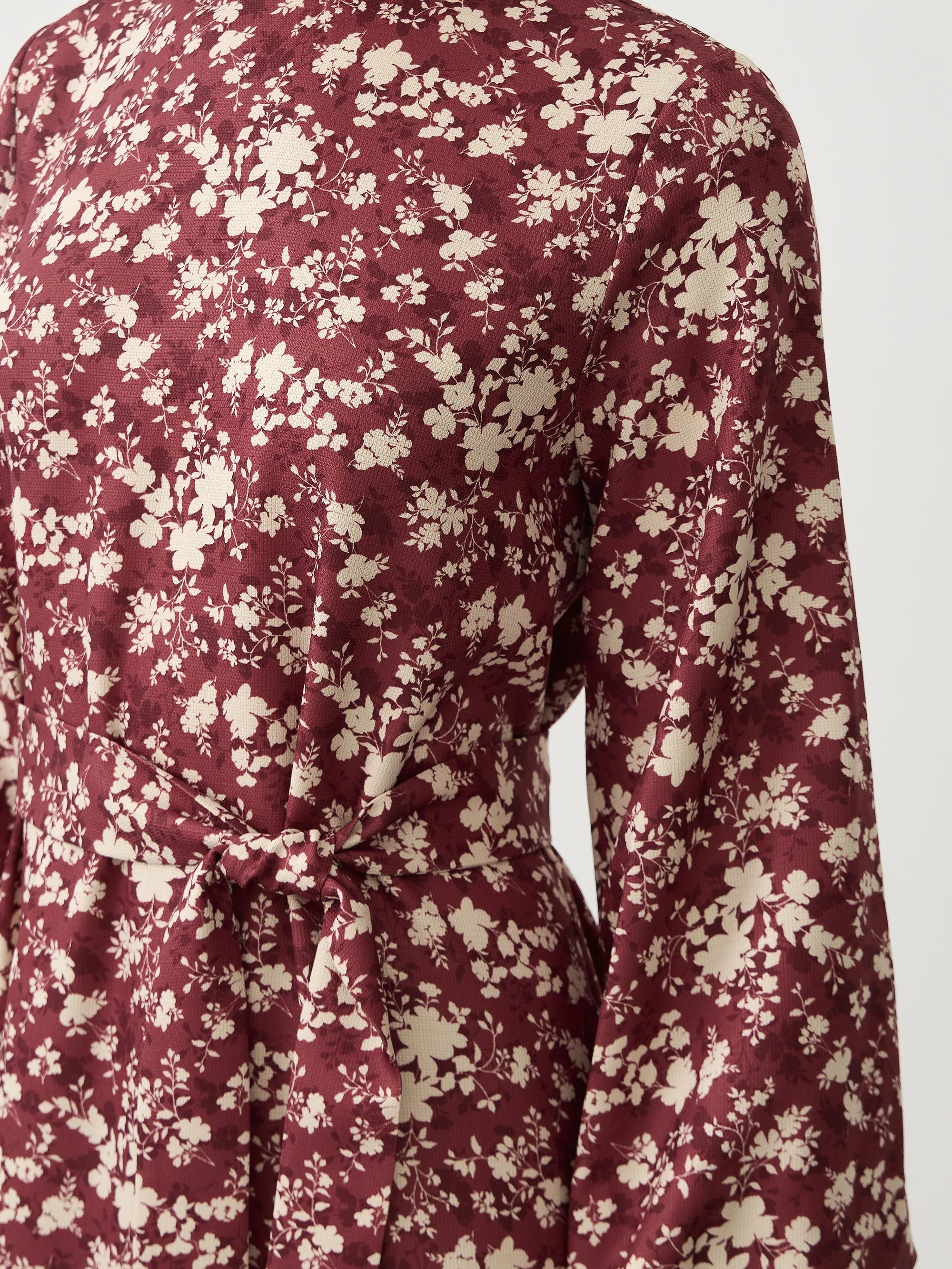 Floral Vişne Elbise