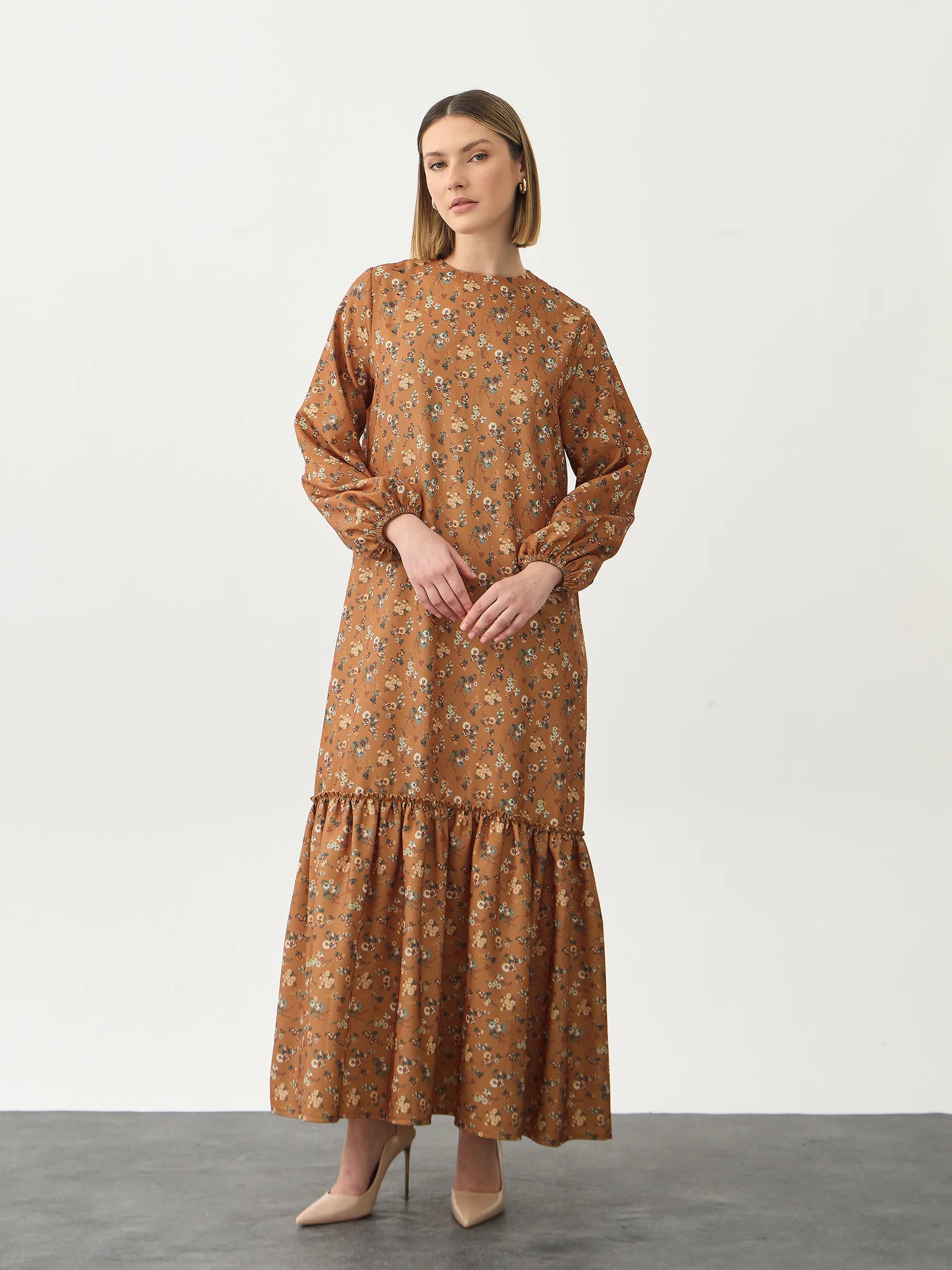 Floral Tarçın Elbise