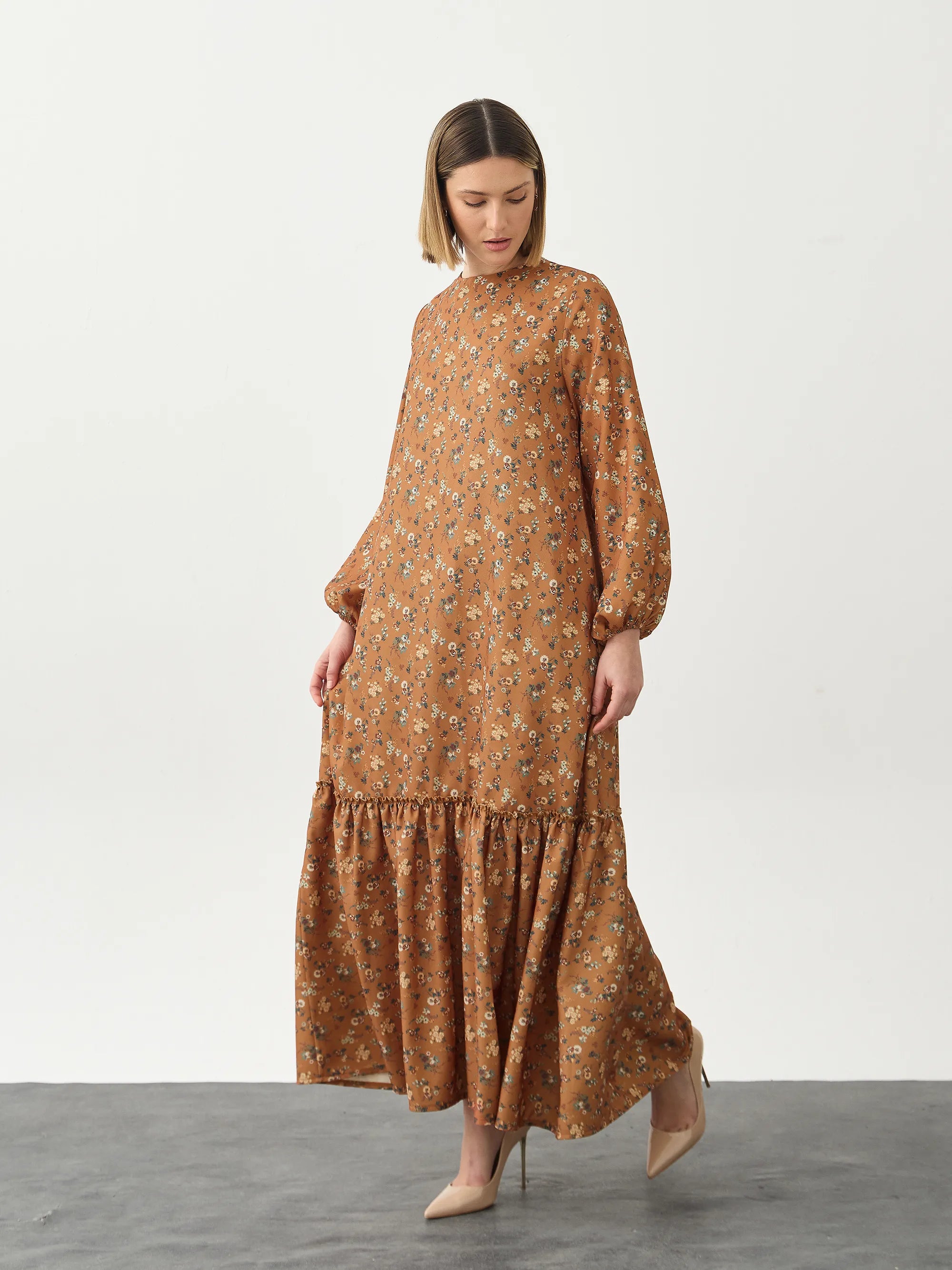 Floral Tarçın Elbise