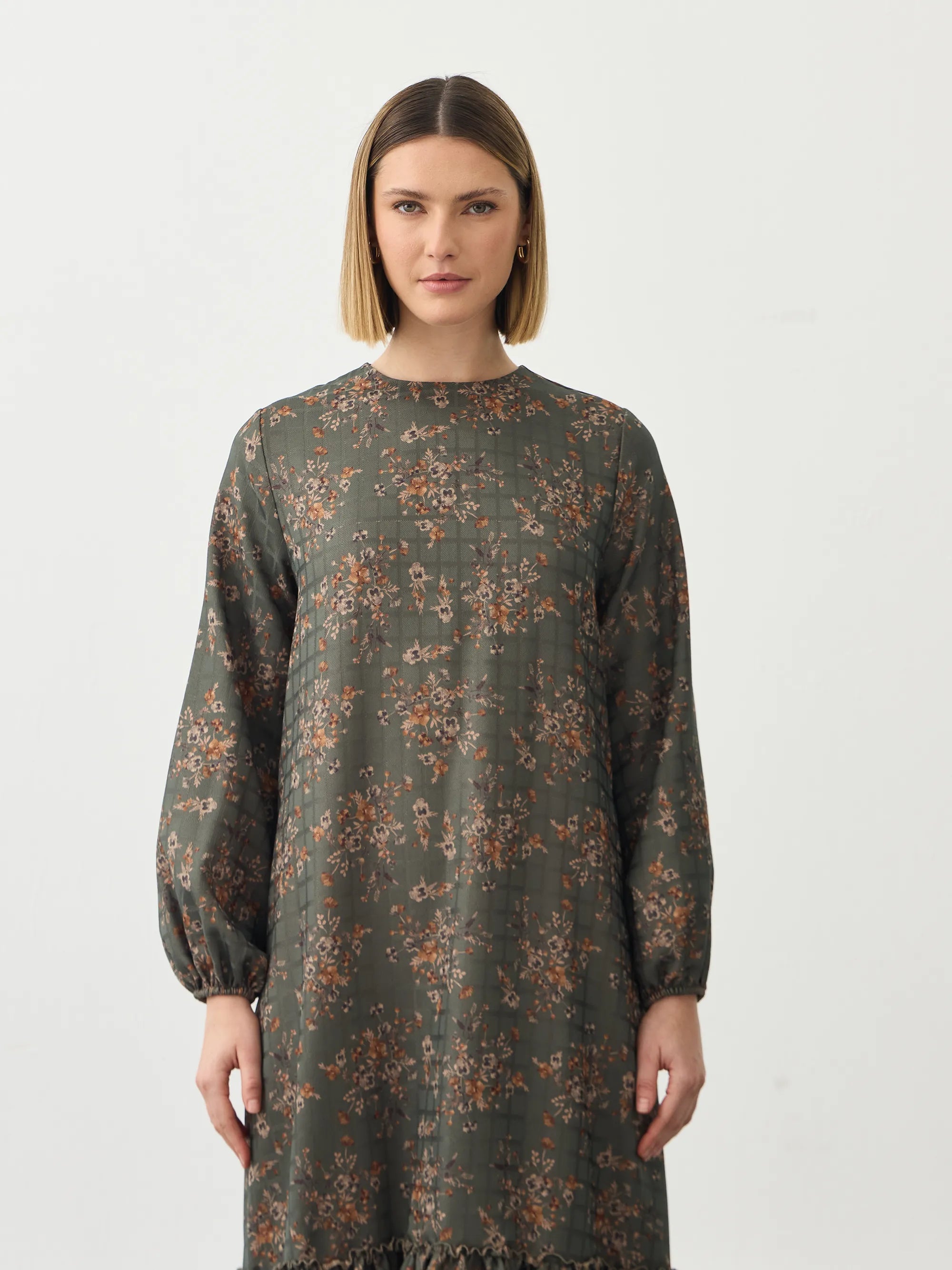 Floral Soft Yeşil Elbise
