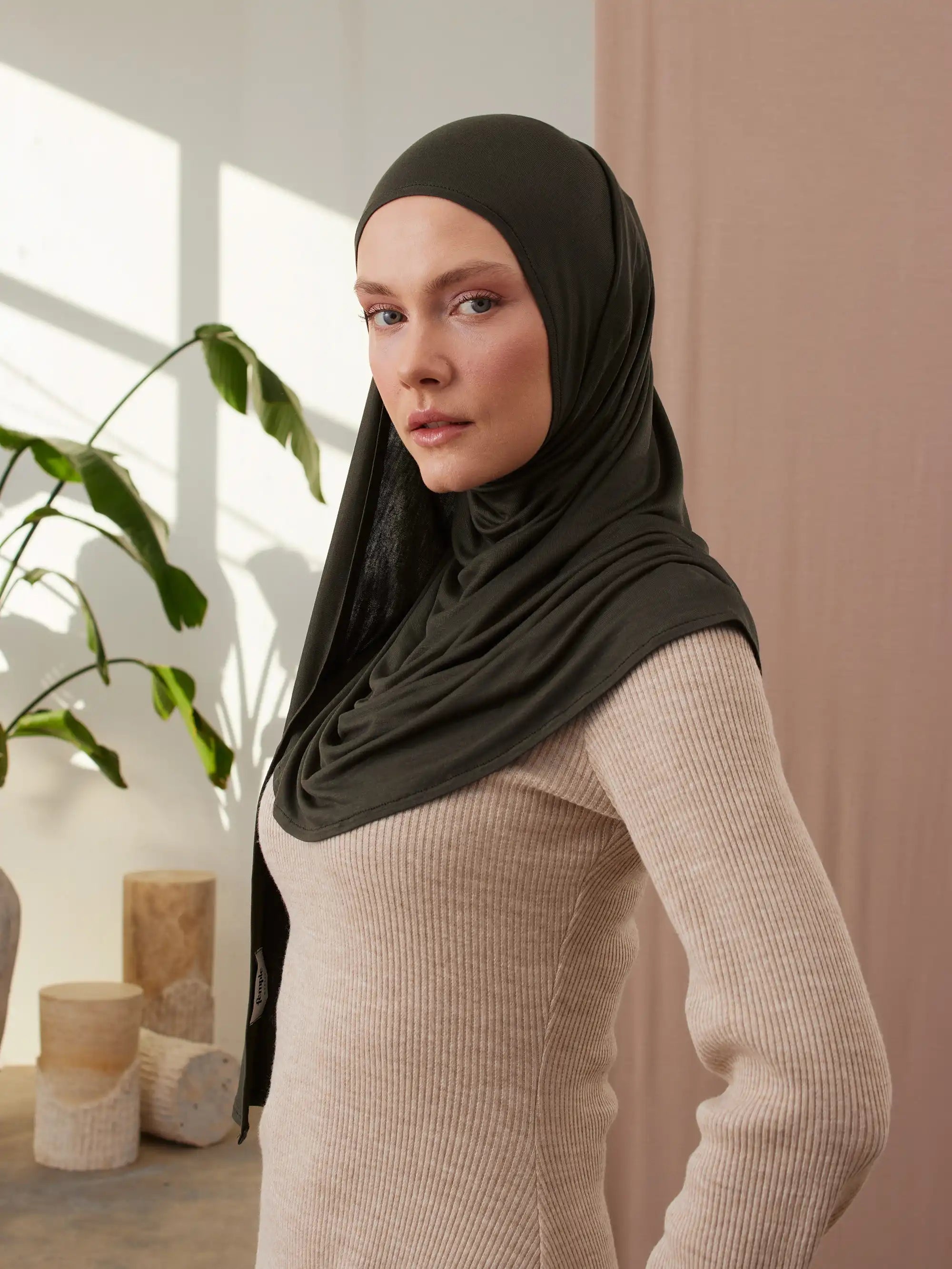 Pratik Premium Jersey Şal - Haki