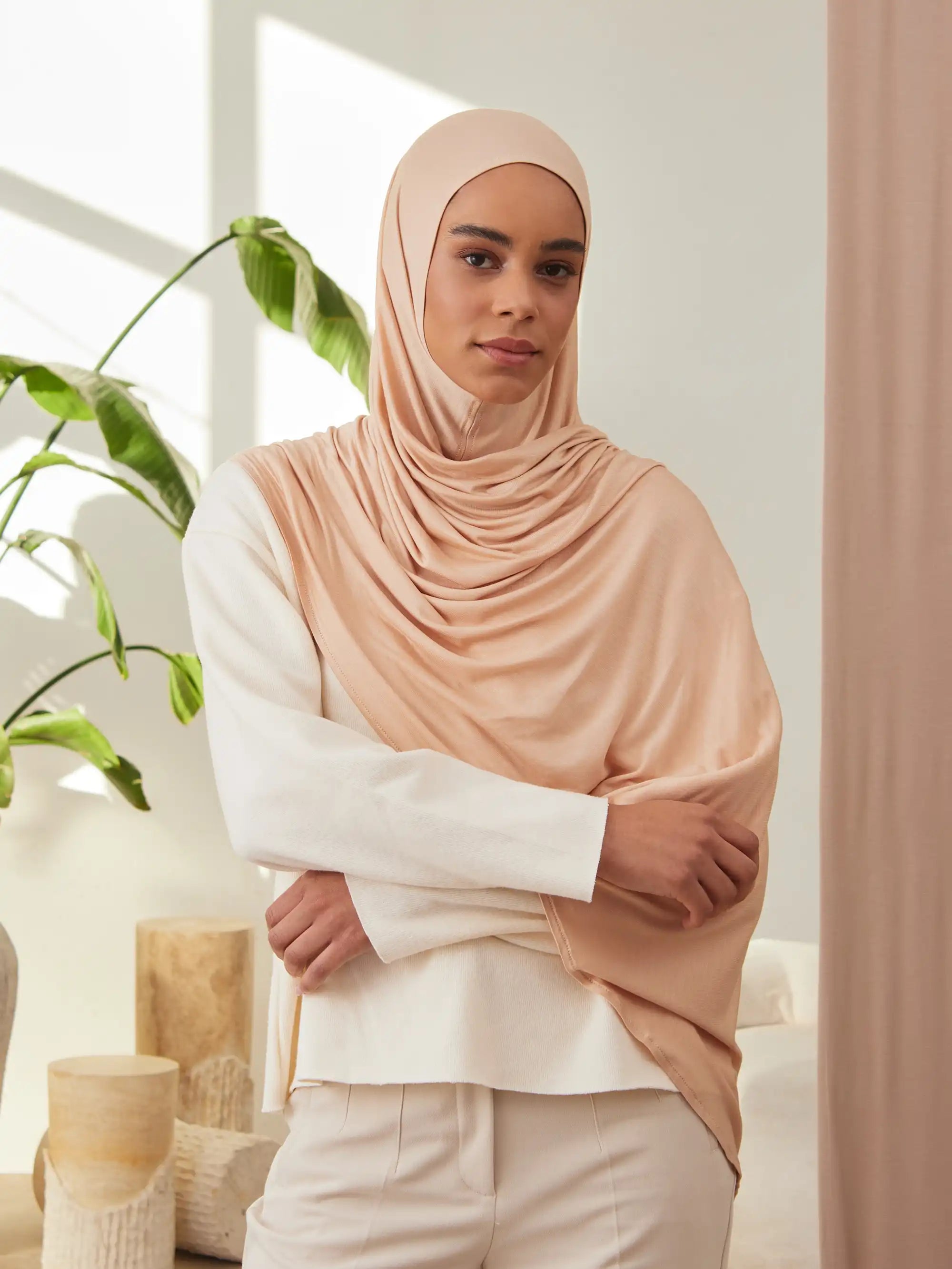 Pratik Premium Jersey Şal - Kumsal Beji
