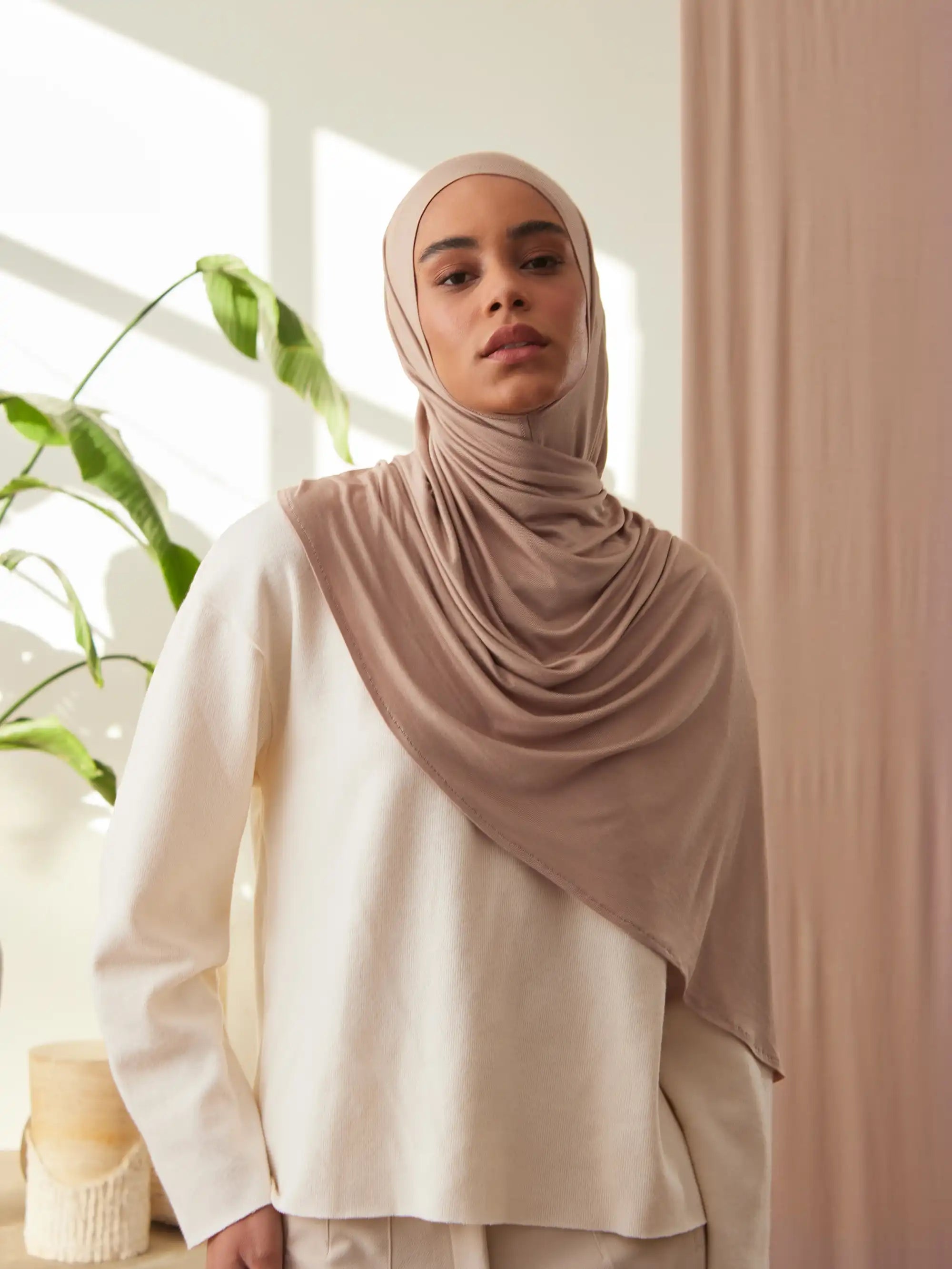 Pratik Premium Jersey Şal - Sıcak Vizon