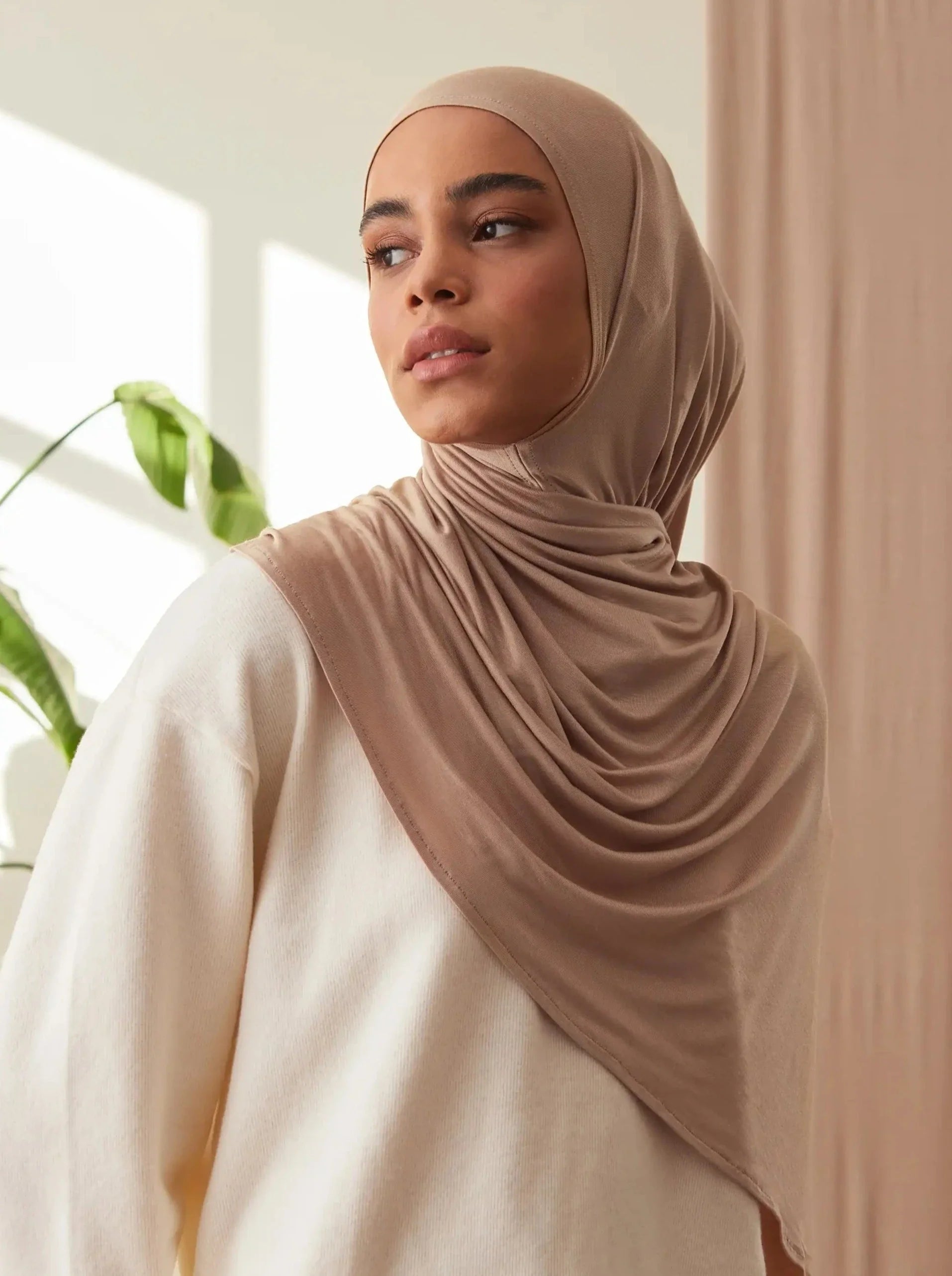 Pratik Premium Jersey Şal - Sıcak Vizon