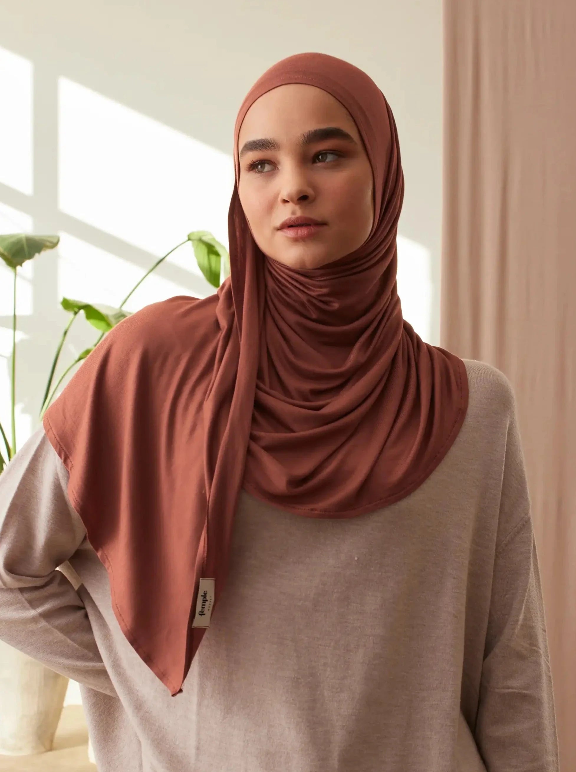 Pratik Premium Jersey Şal - Sekoya Kırmızısı