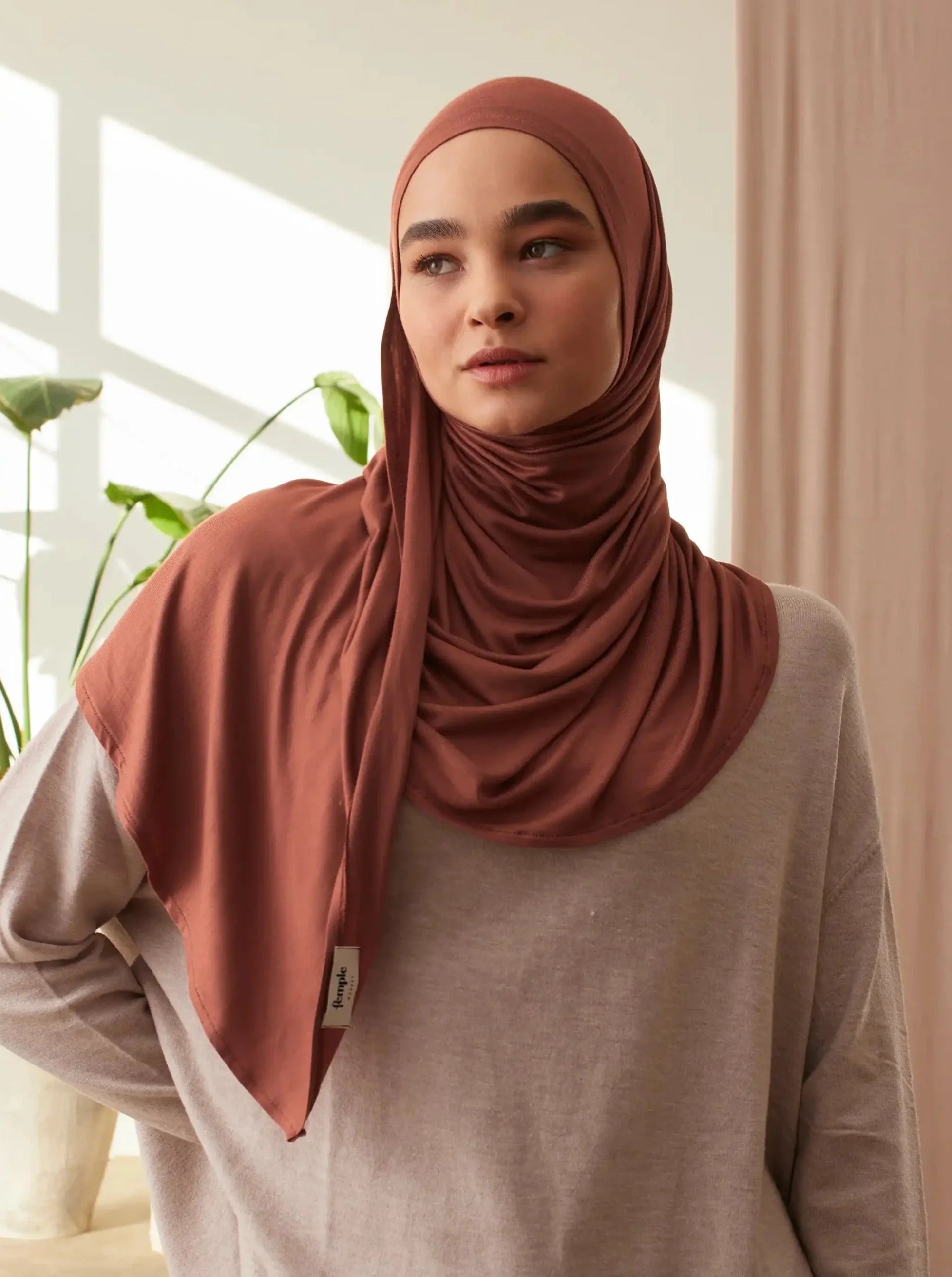 Küçük Pratik Jersey Şal - Sekoya Kırmızısı