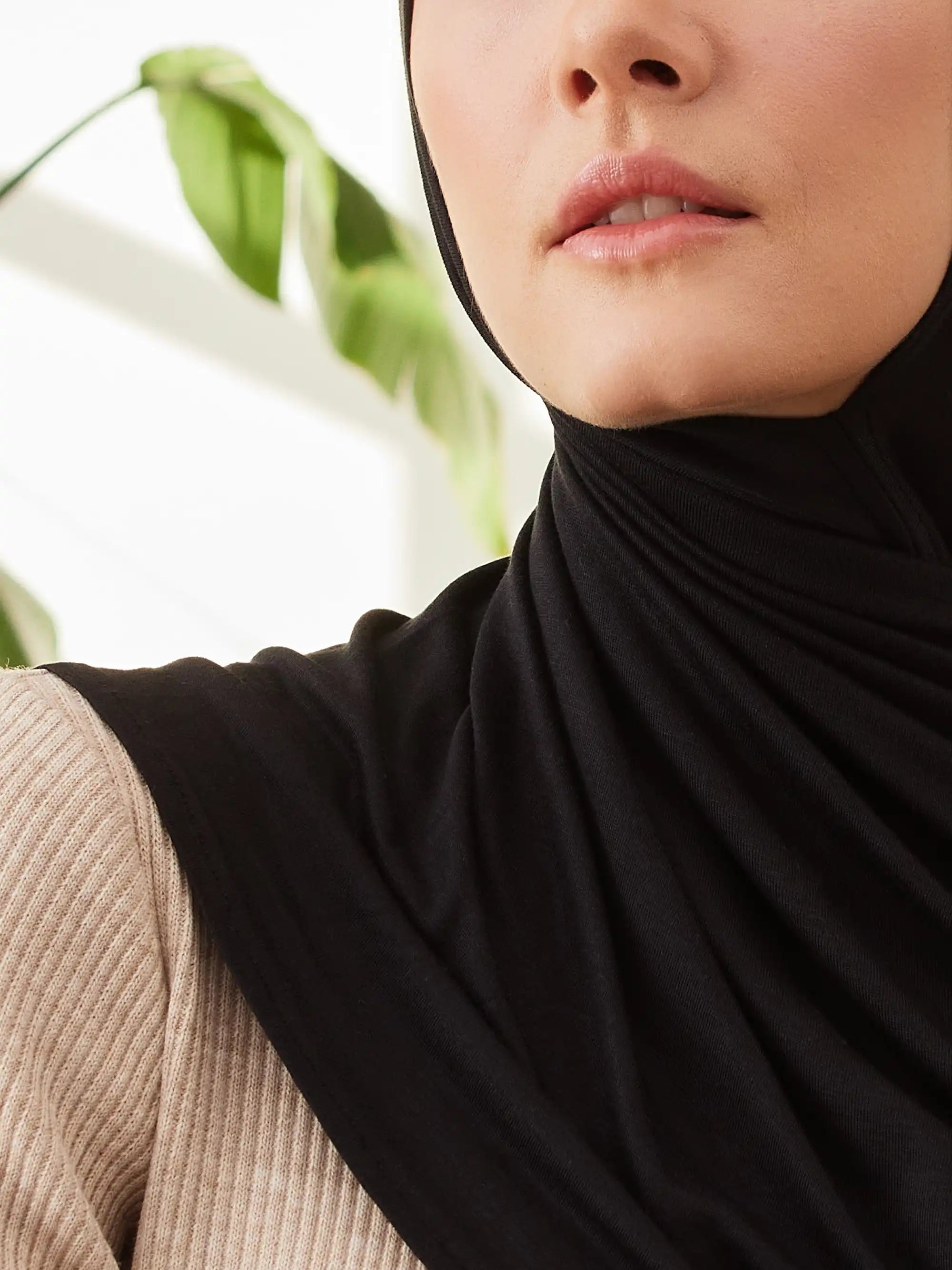Pratik Premium Jersey Şal - Siyah