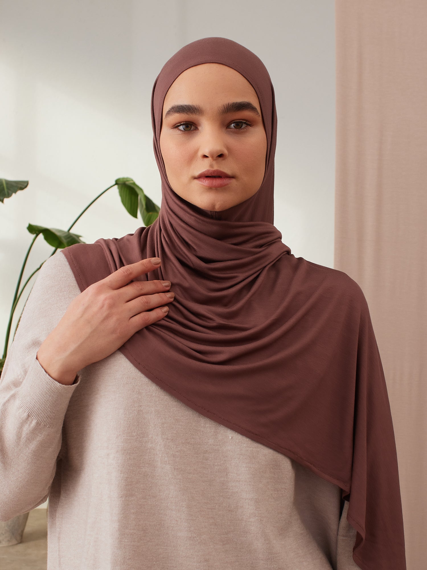 Küçük Pratik Jersey Şal - Cappuccino