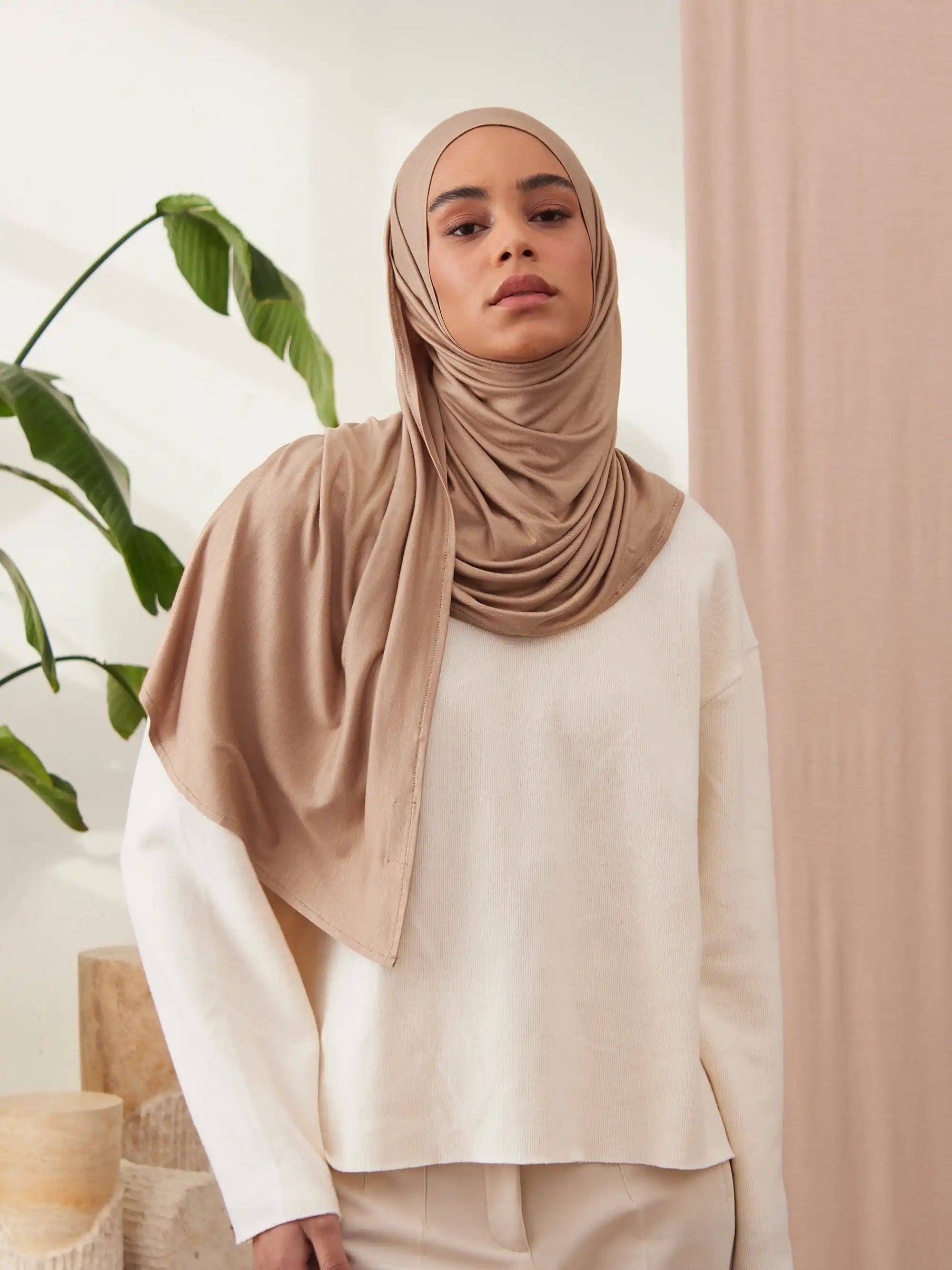 Küçük Pratik Jersey Şal - Bronz Ten