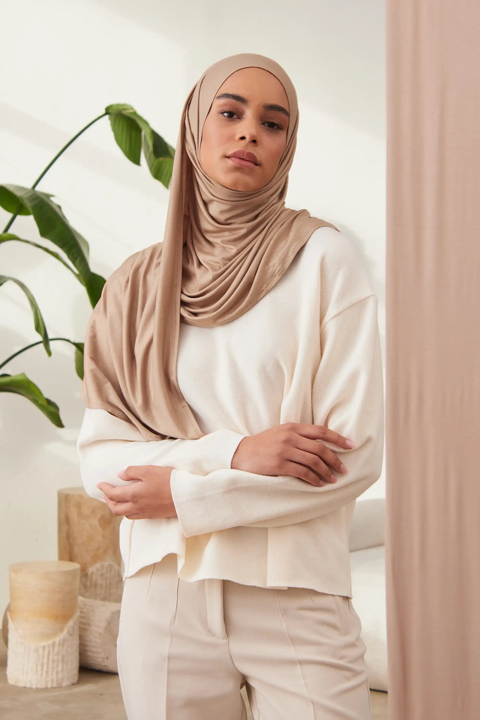 Pratik Premium Jersey Şal - Bronz Ten