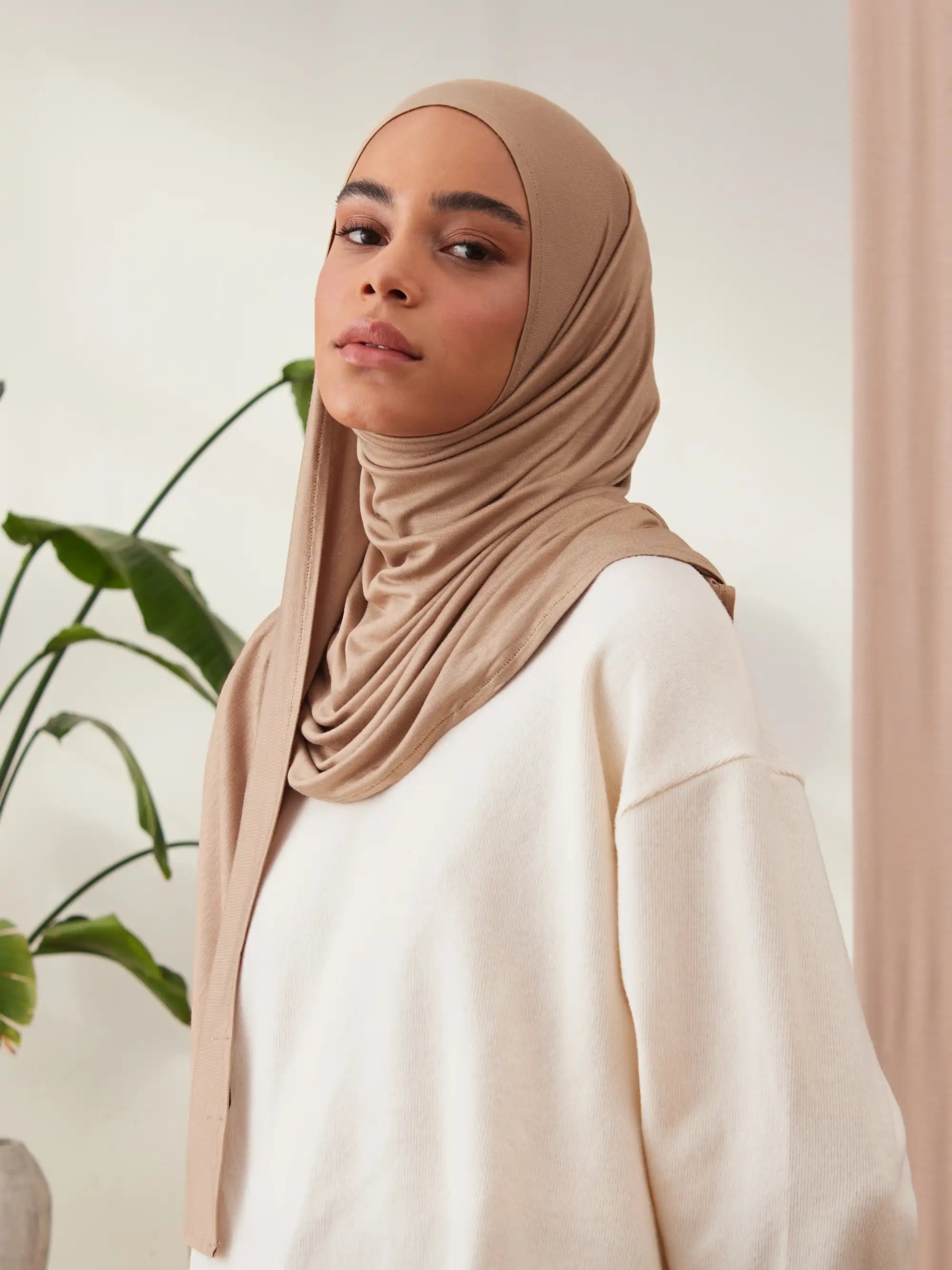 Küçük Pratik Jersey Şal - Bronz Ten