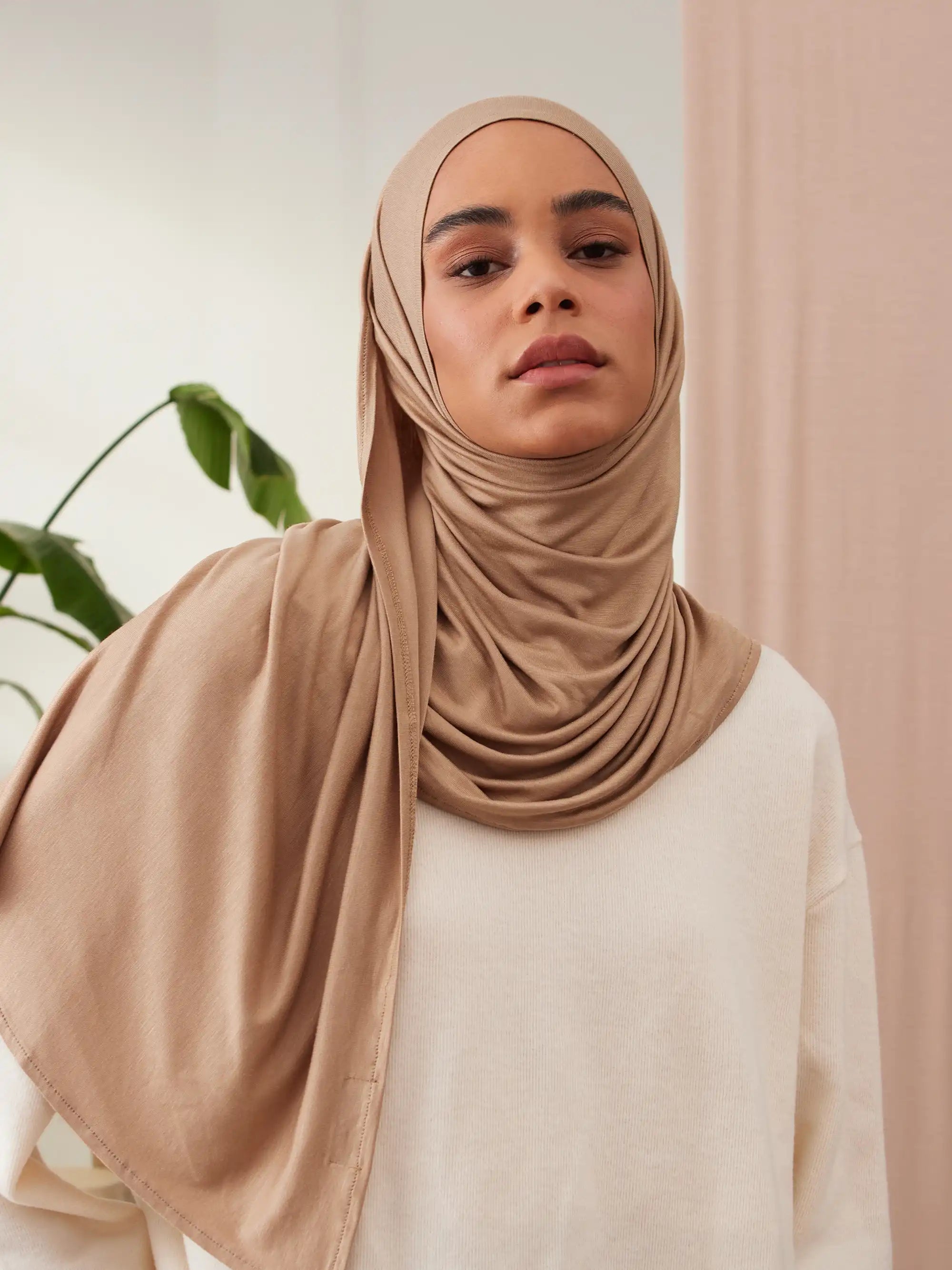 Küçük Pratik Jersey Şal - Bronz Ten