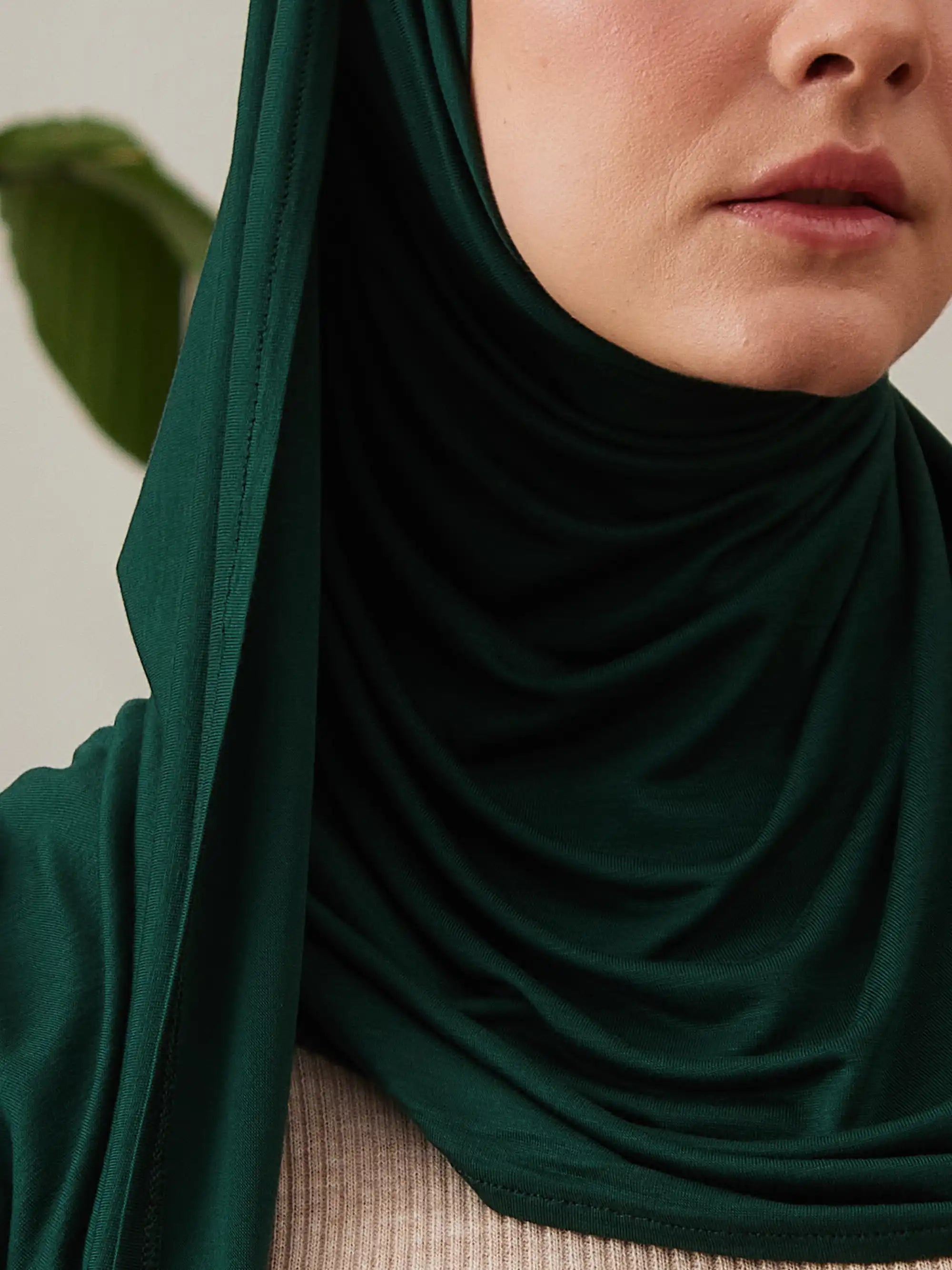 Pratik Premium Jersey Şal - Çam Yeşili