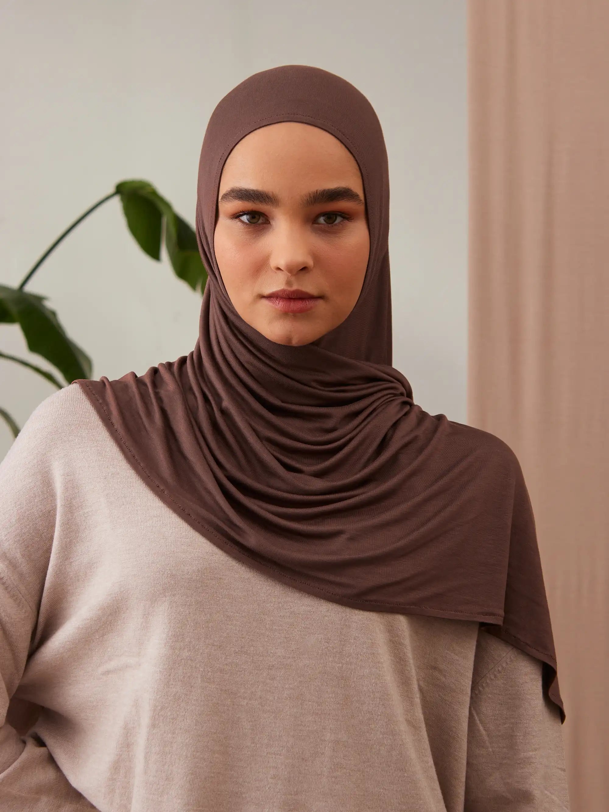 Küçük Pratik Jersey Şal - Mocha