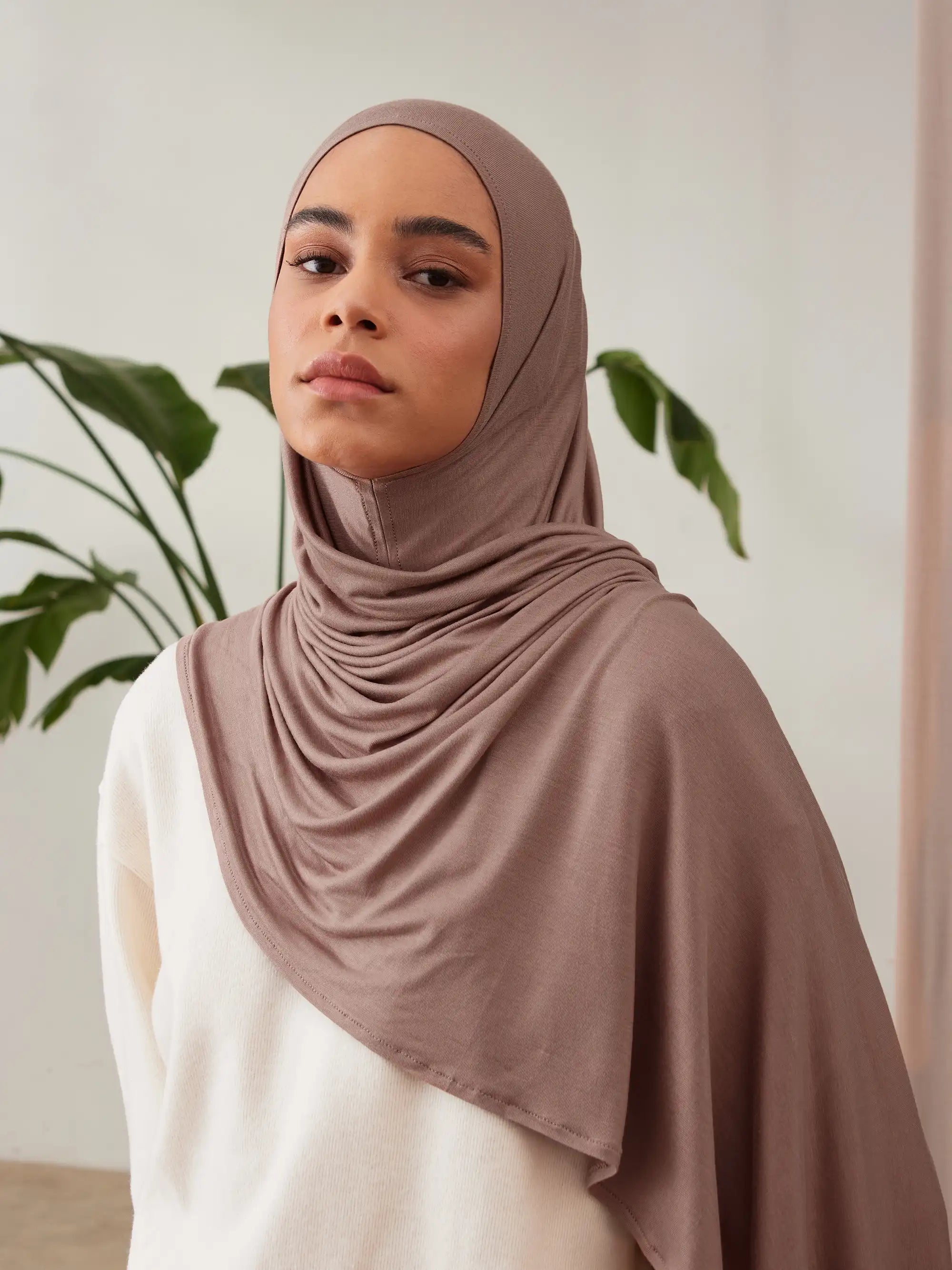Küçük Pratik Jersey Şal - Mocha Köpüğü