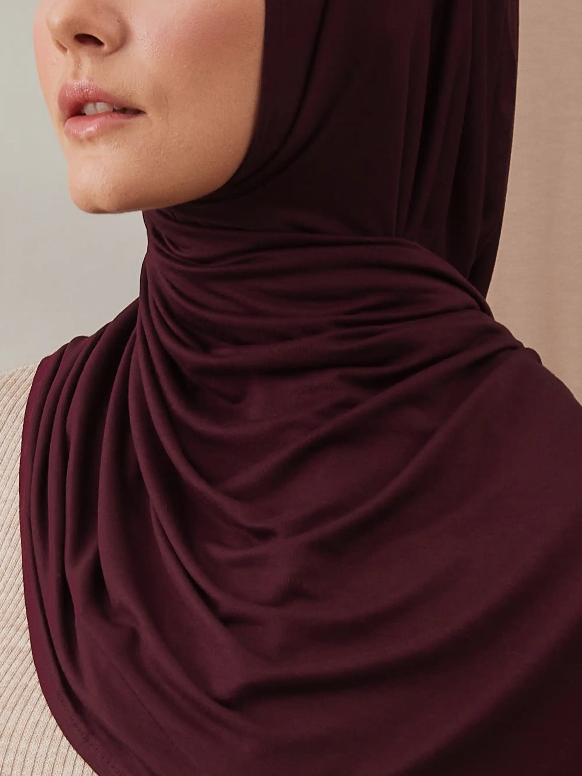 Pratik Premium Jersey Şal - Bordo