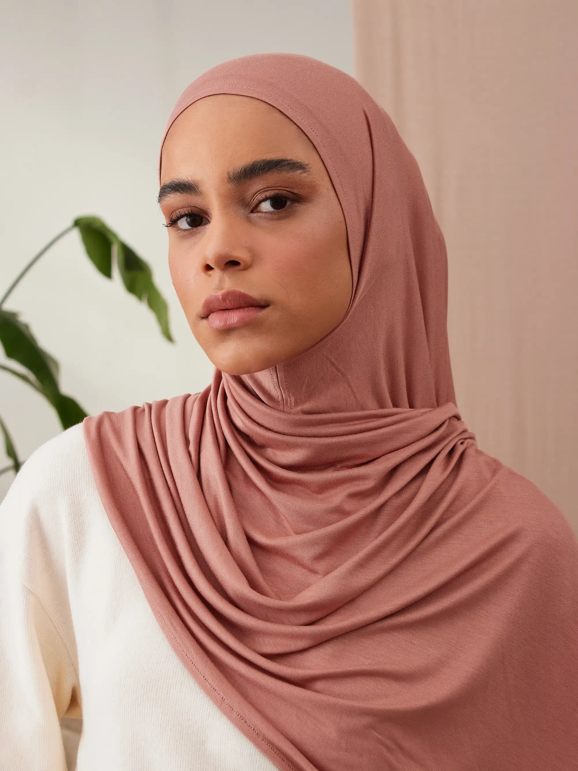 Pratik Premium Jersey Şal - Terrakota