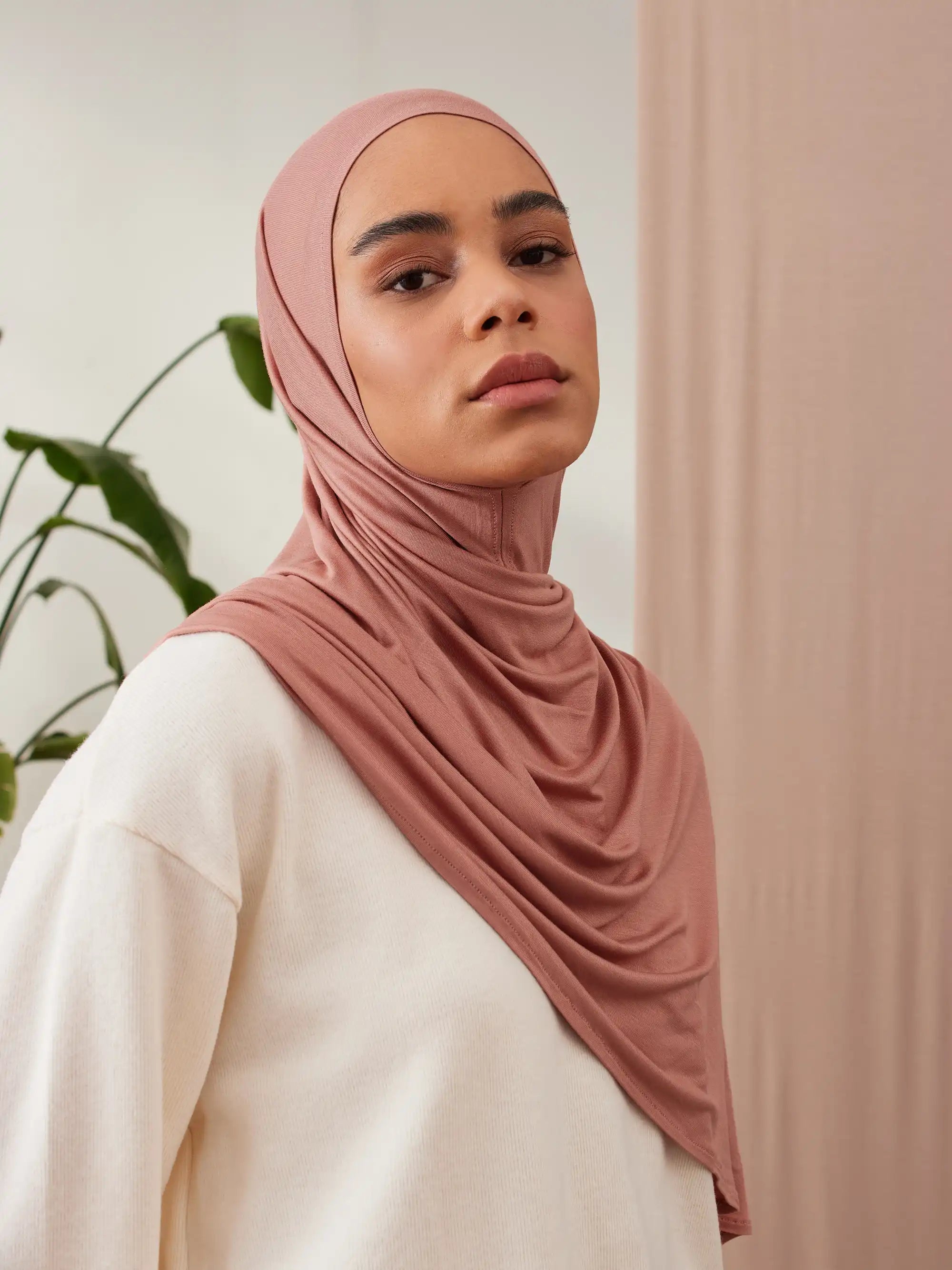 Pratik Premium Jersey Şal - Terrakota