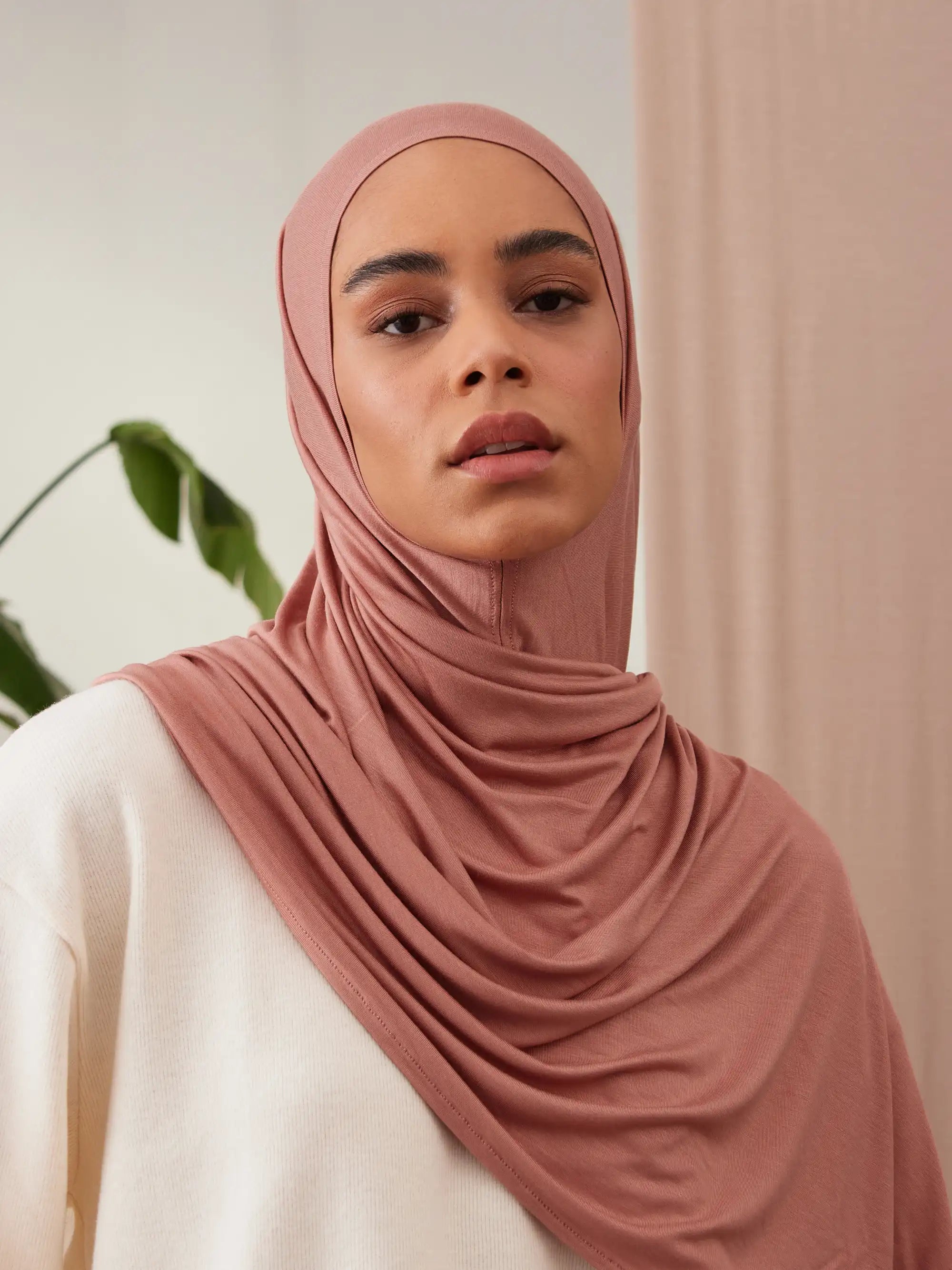 Pratik Premium Jersey Şal - Terrakota