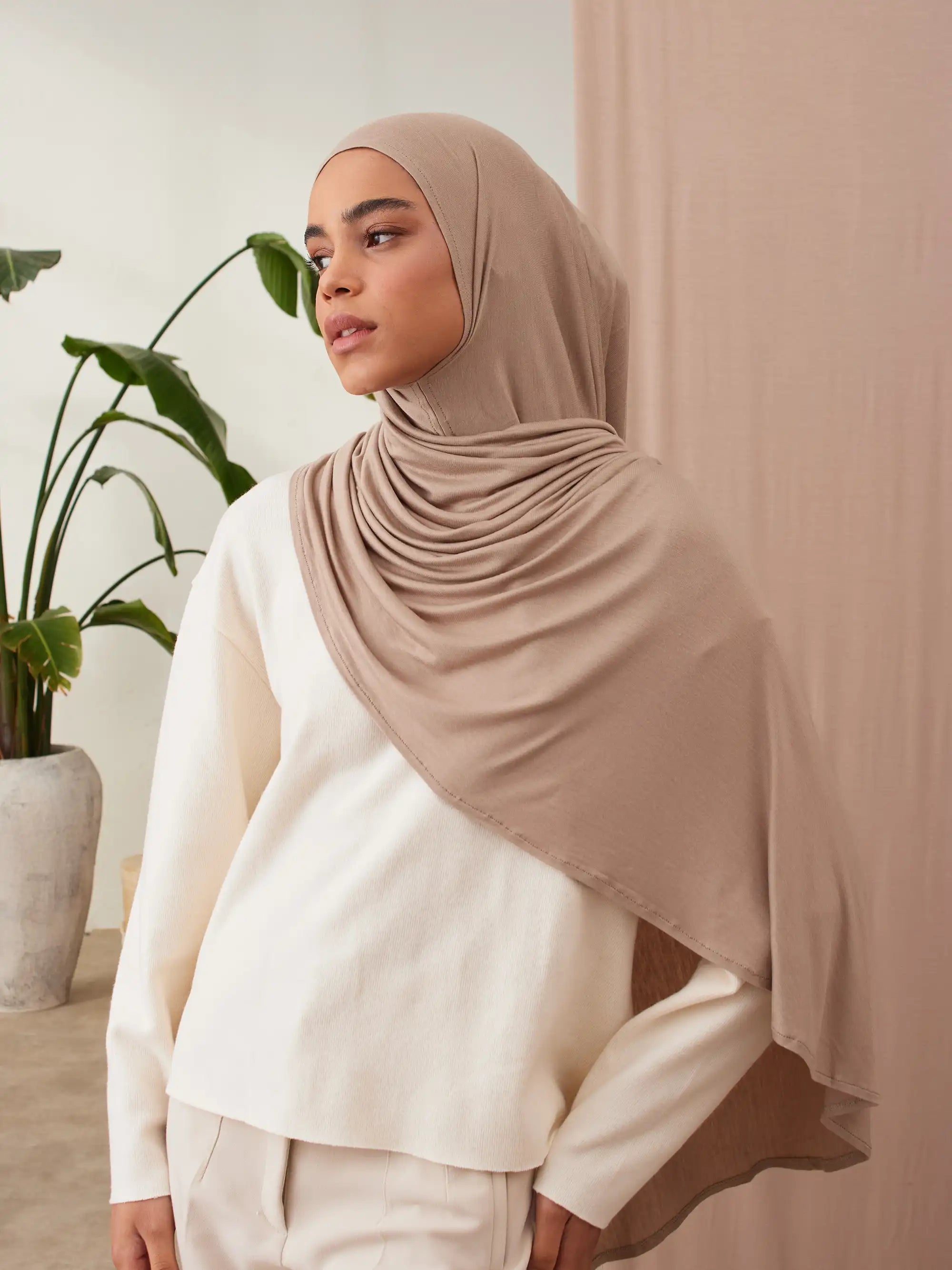 Pratik Premium Jersey Şal - Sıcak Kum