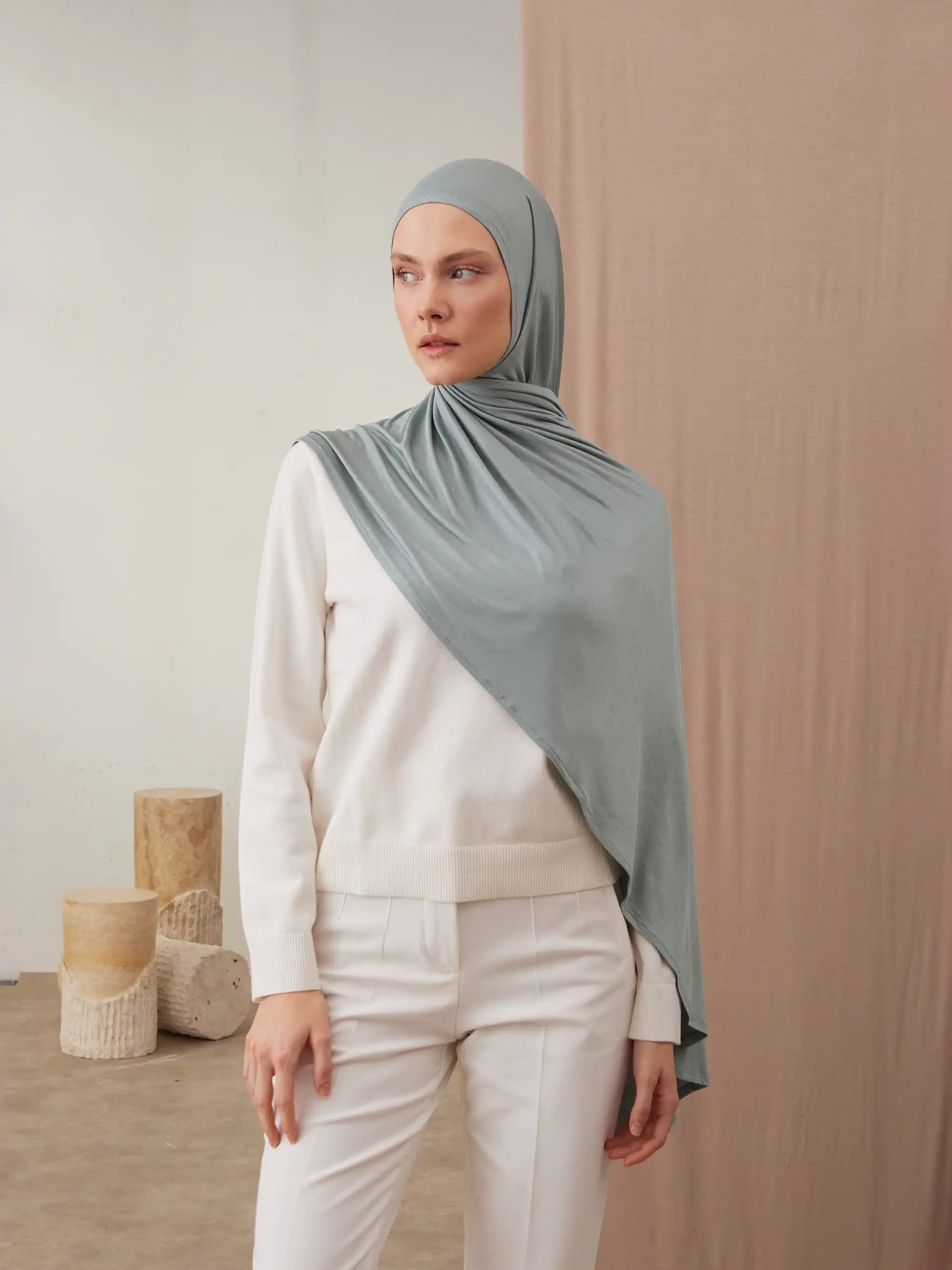 Pratik Premium Jersey Şal - Mint