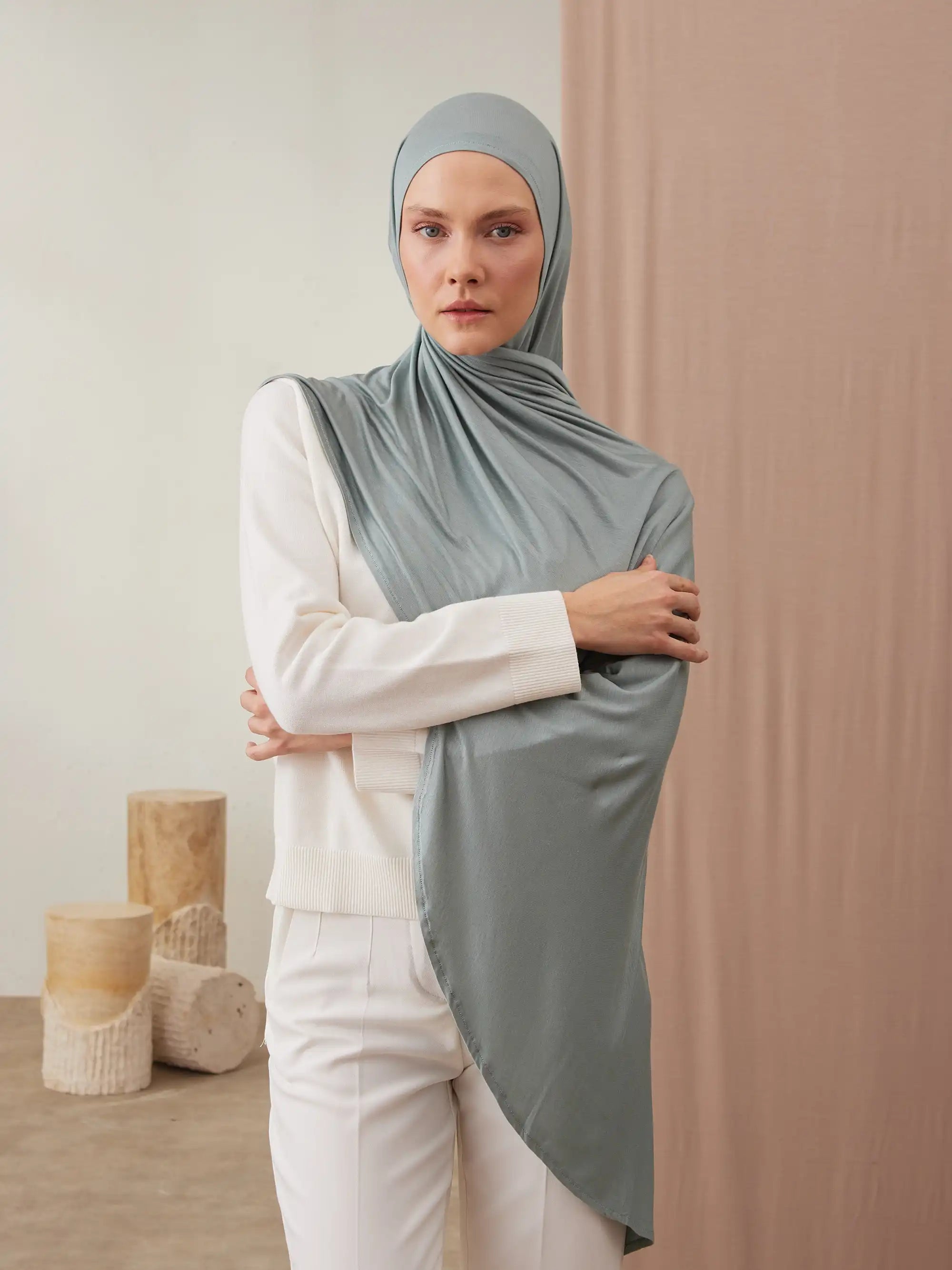 Pratik Premium Jersey Şal - Mint