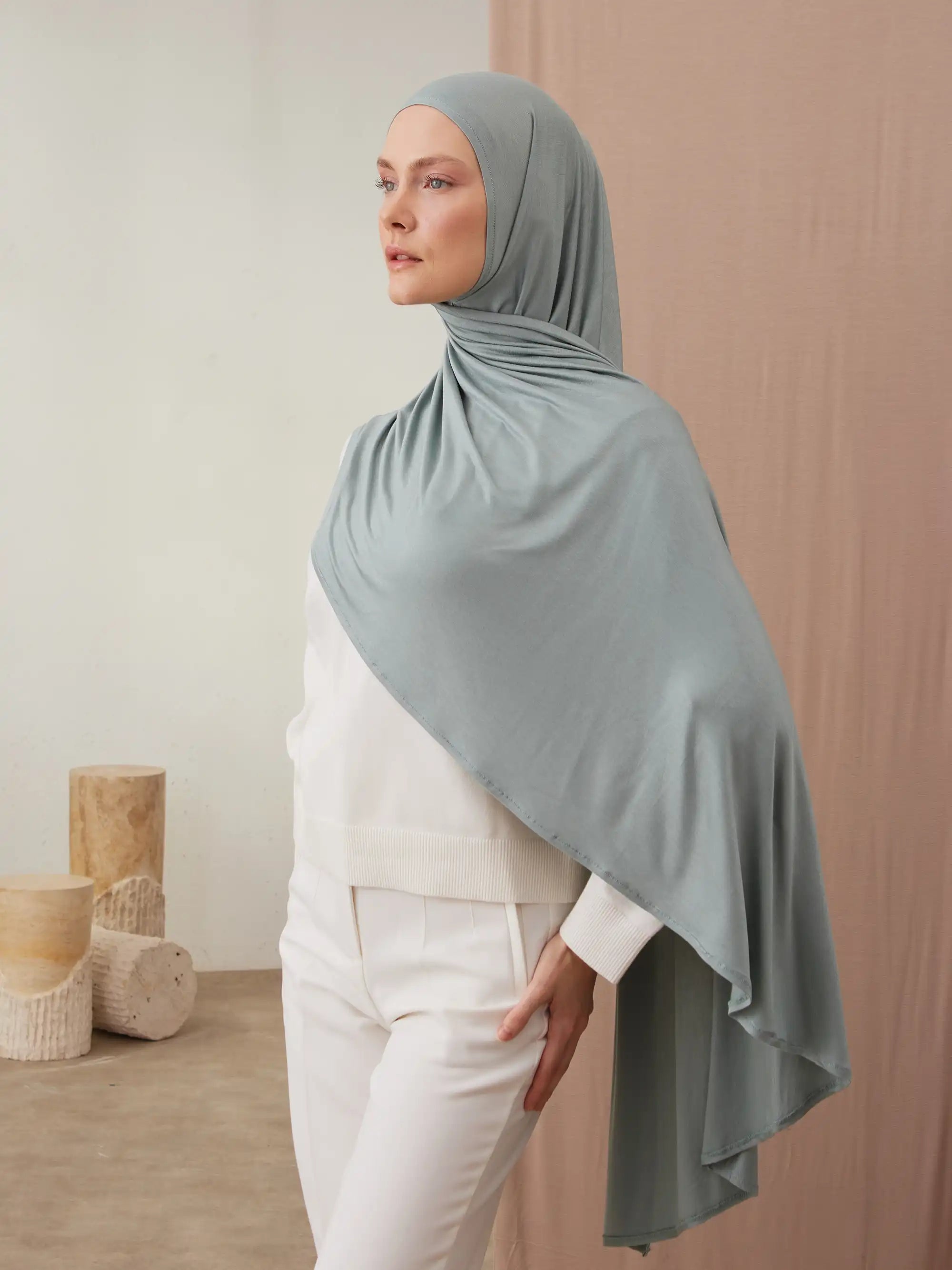 Pratik Premium Jersey Şal - Mint