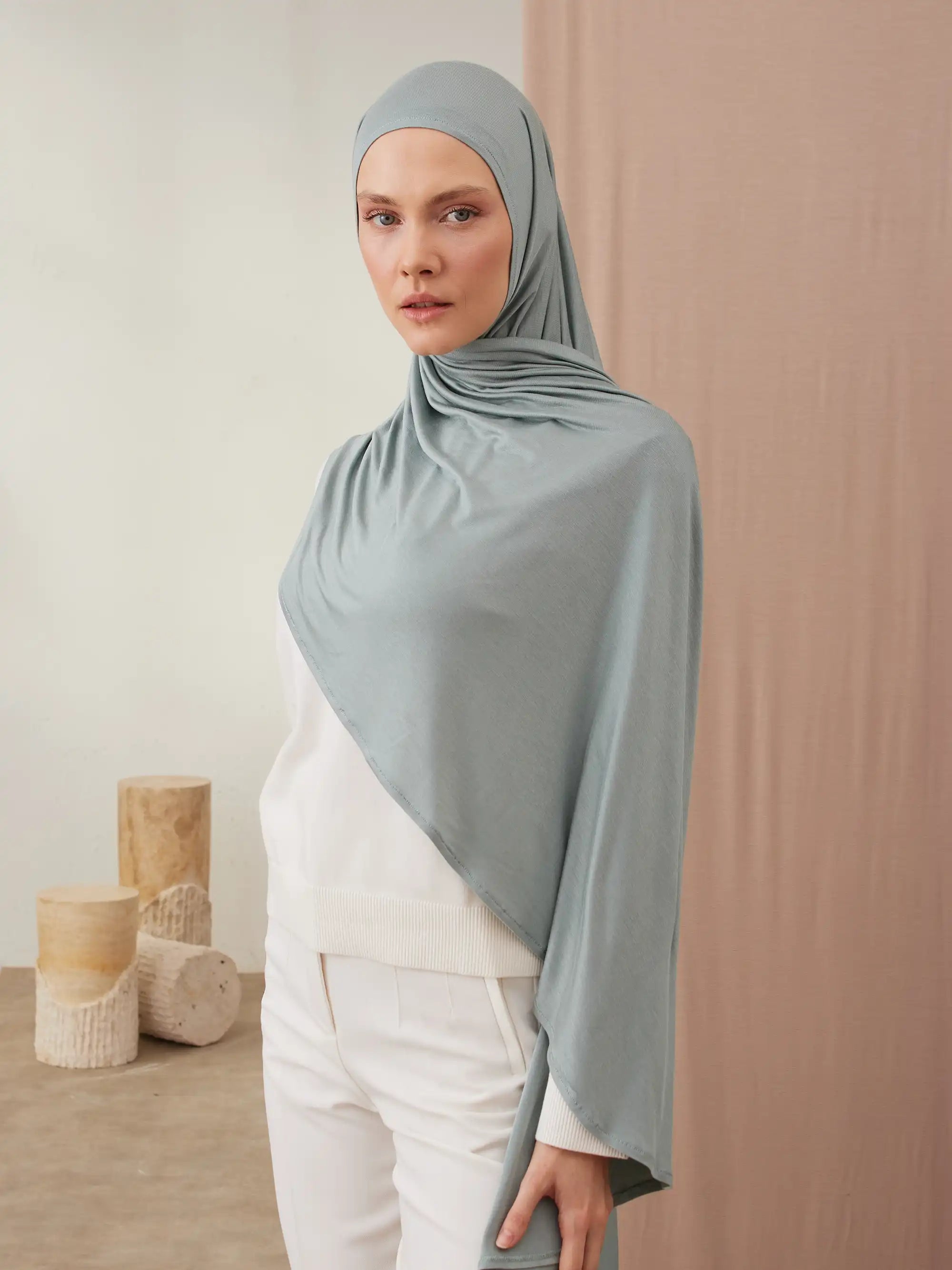 Pratik Premium Jersey Şal - Mint