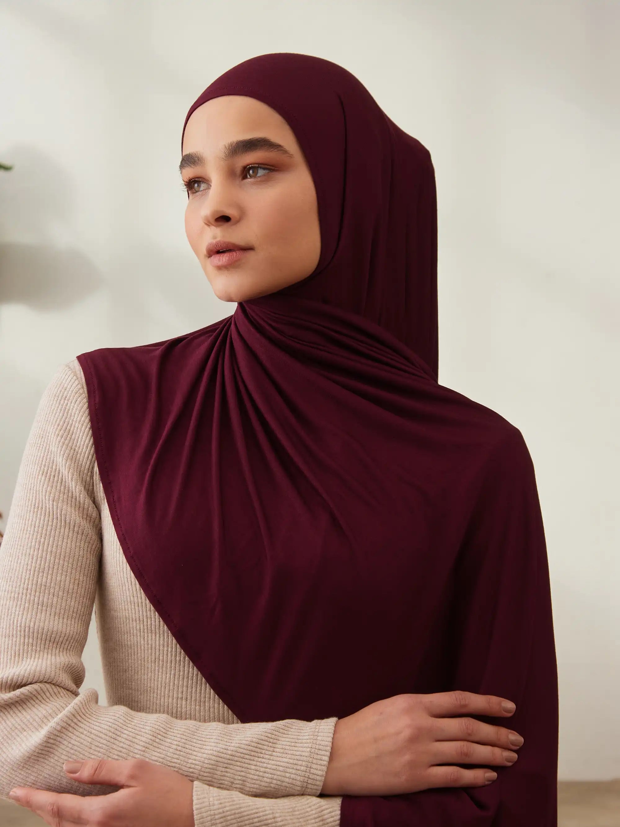 Pratik Premium Jersey Şal - Vişne Çürüğü