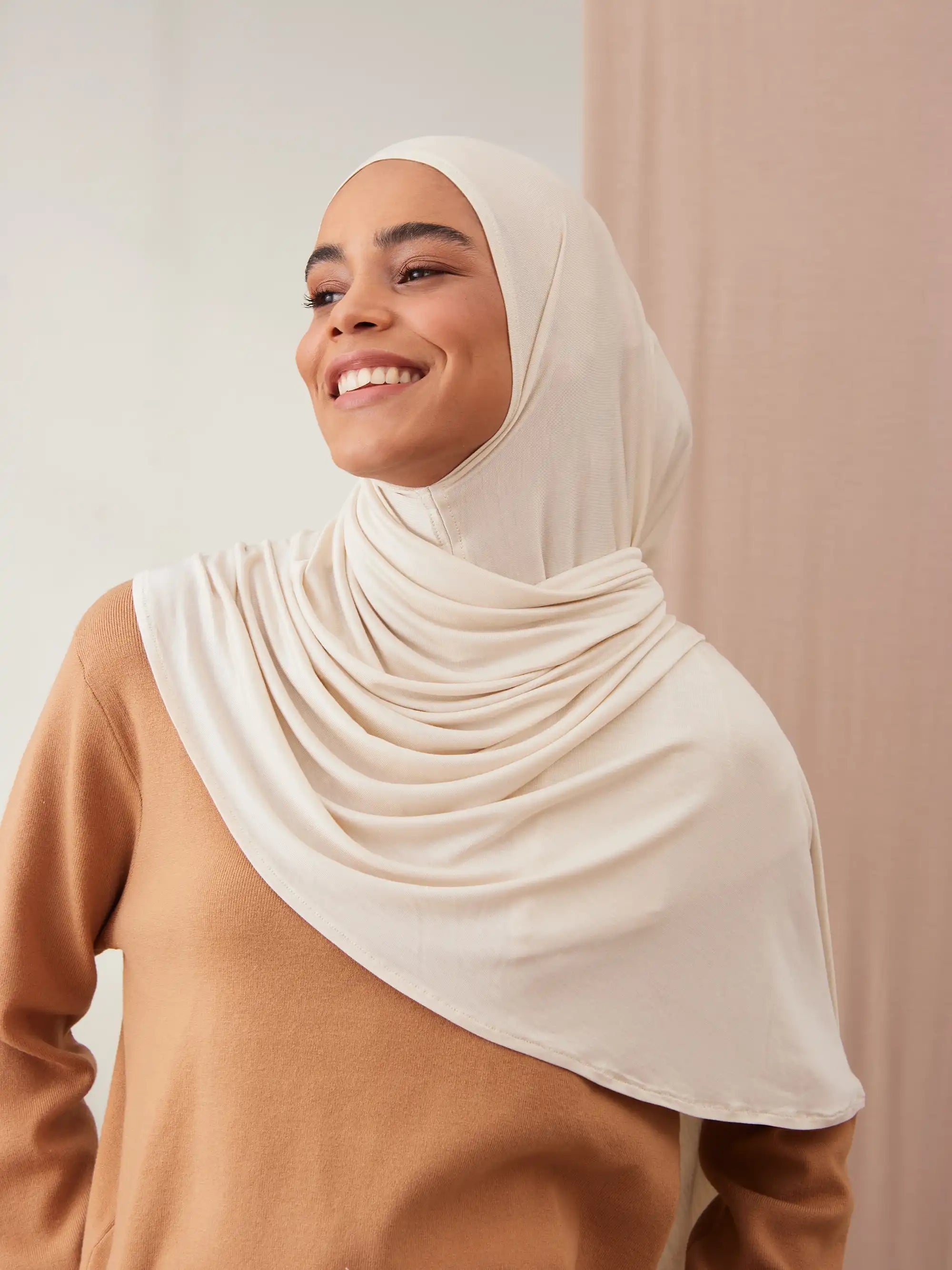 Küçük Pratik Jersey Şal - Kırık Beyaz