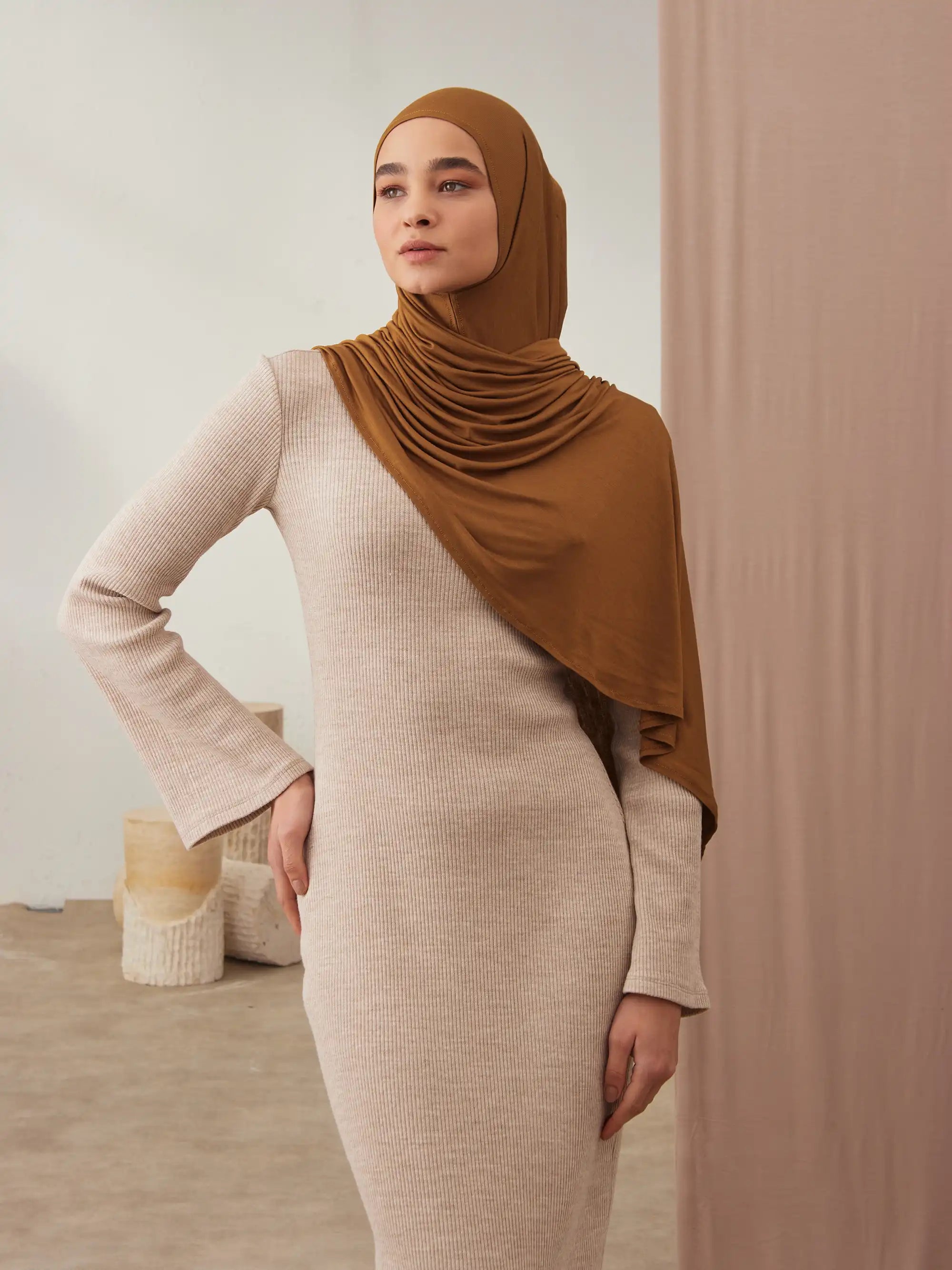 Küçük Pratik Jersey Şal - Bronz
