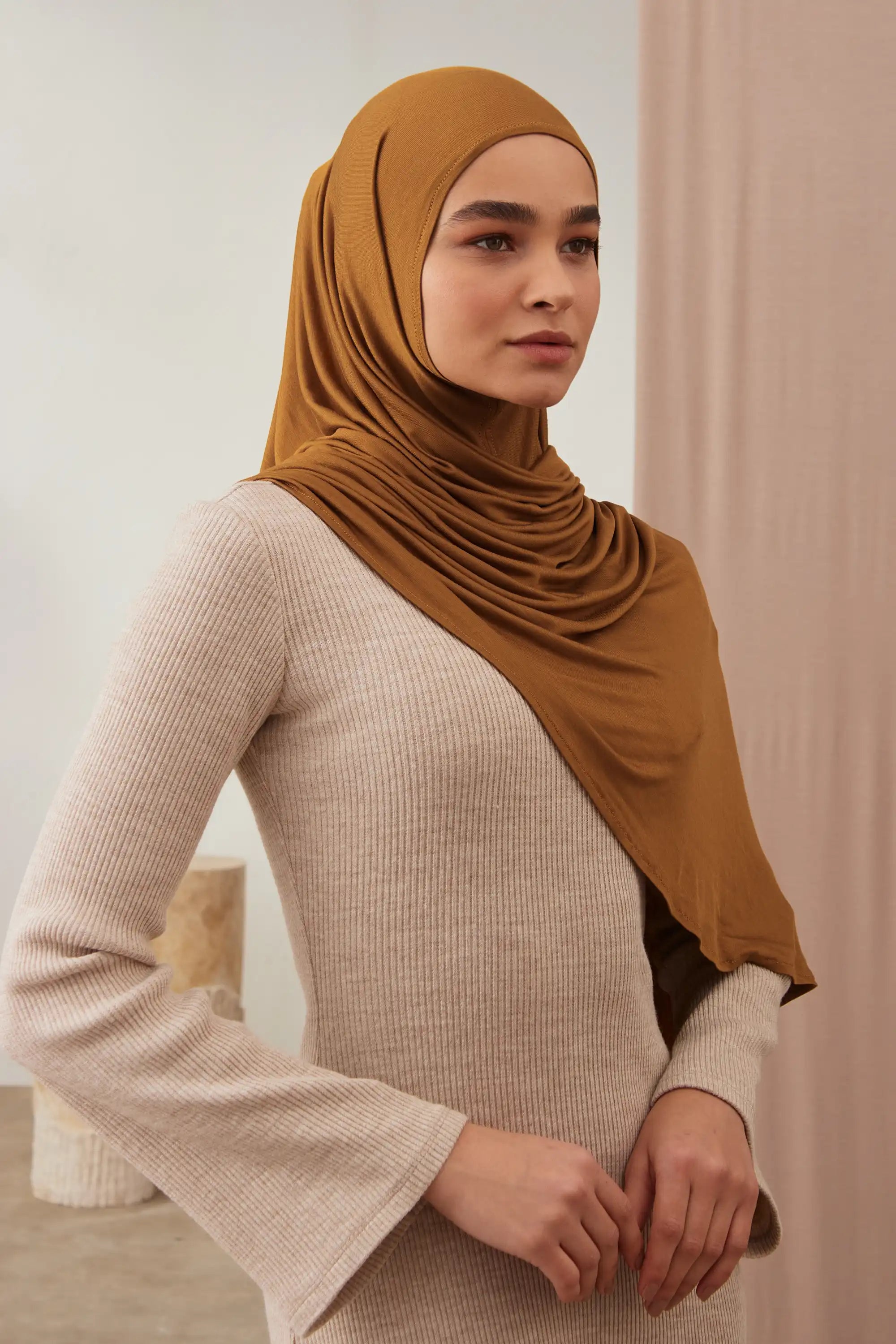 Küçük Pratik Jersey Şal - Bronz