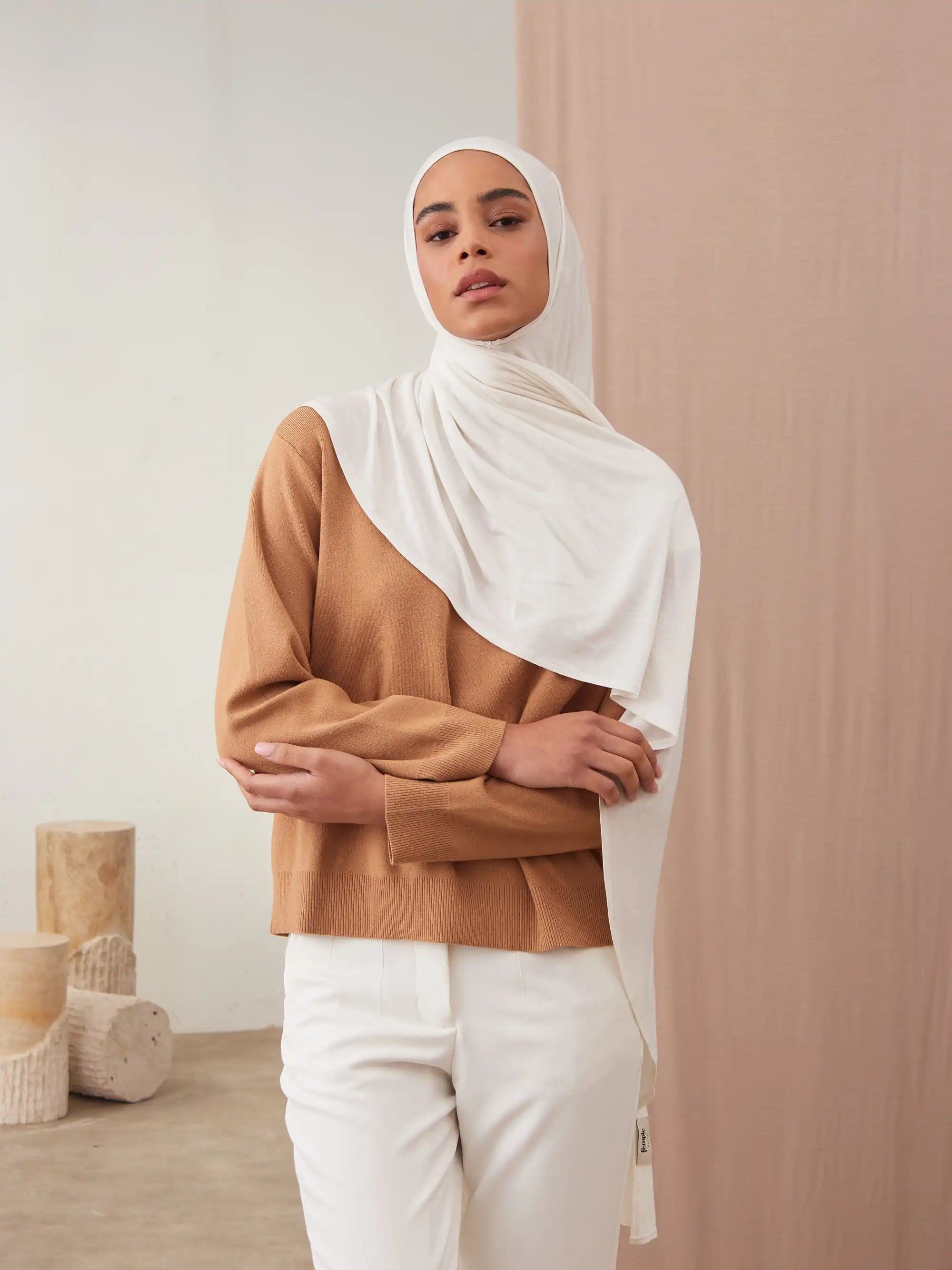Pratik Premium Jersey Şal - Fildişi