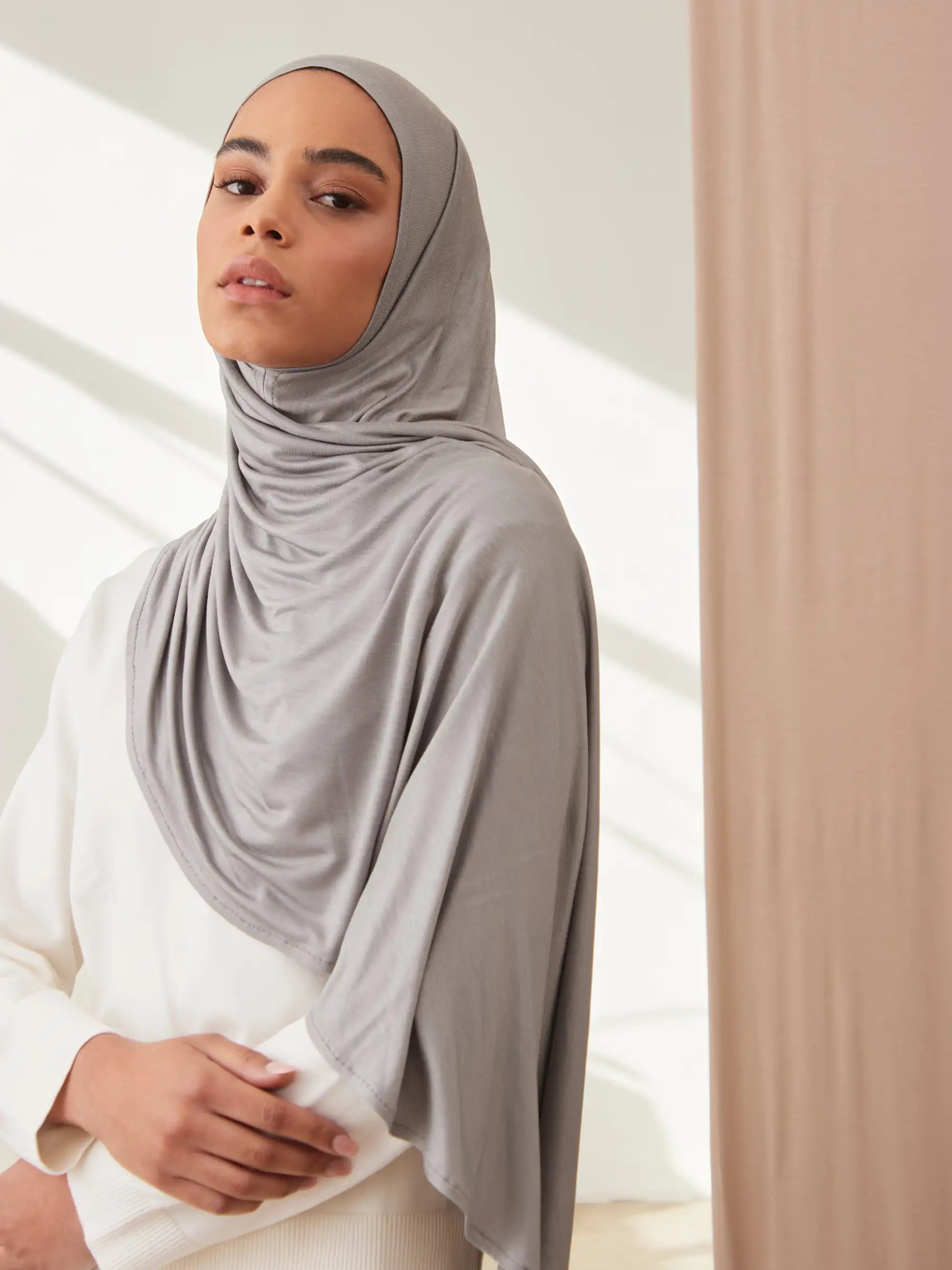 Pratik Premium Jersey Şal - Gümüş