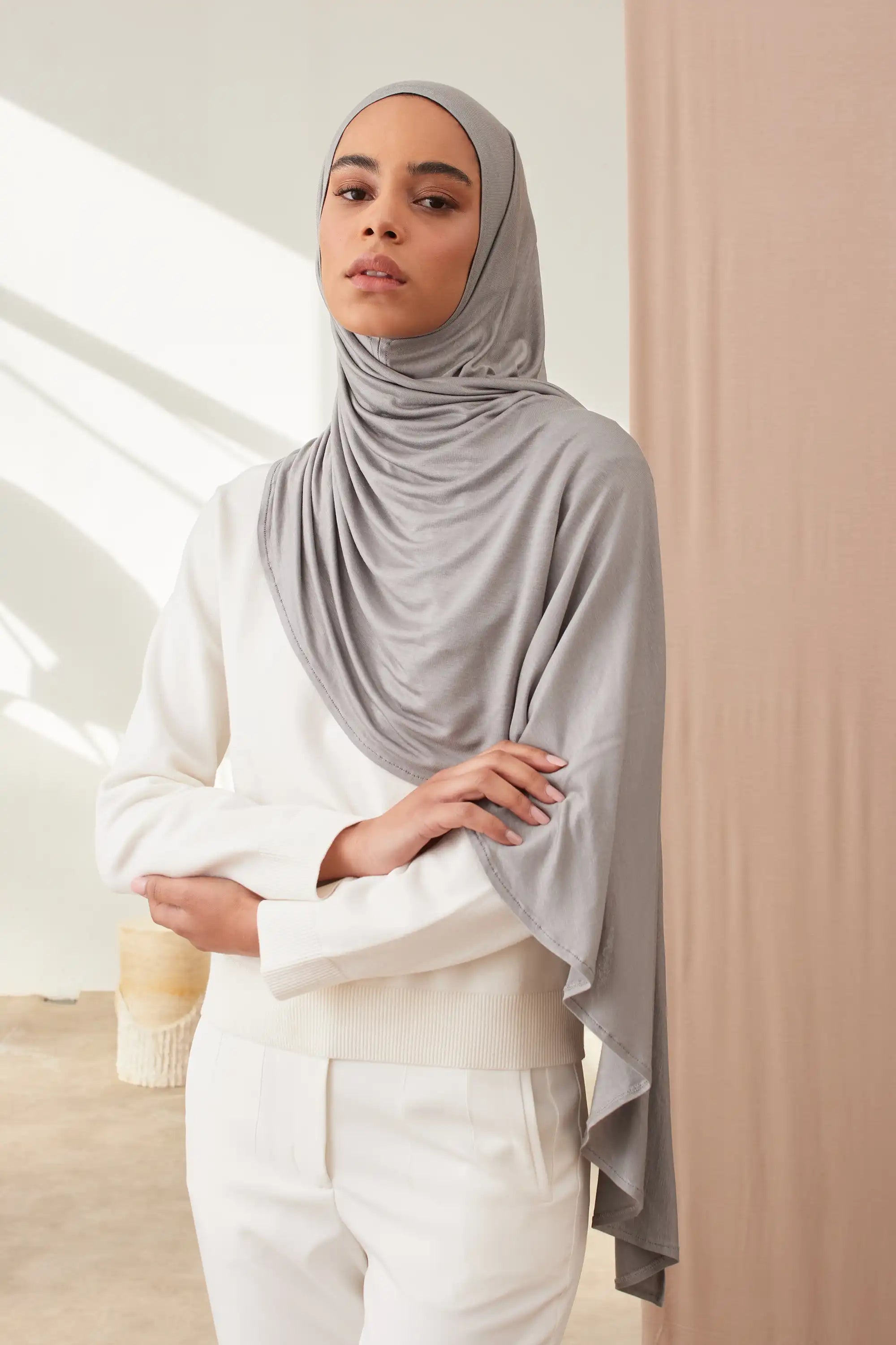 Pratik Premium Jersey Şal - Gümüş