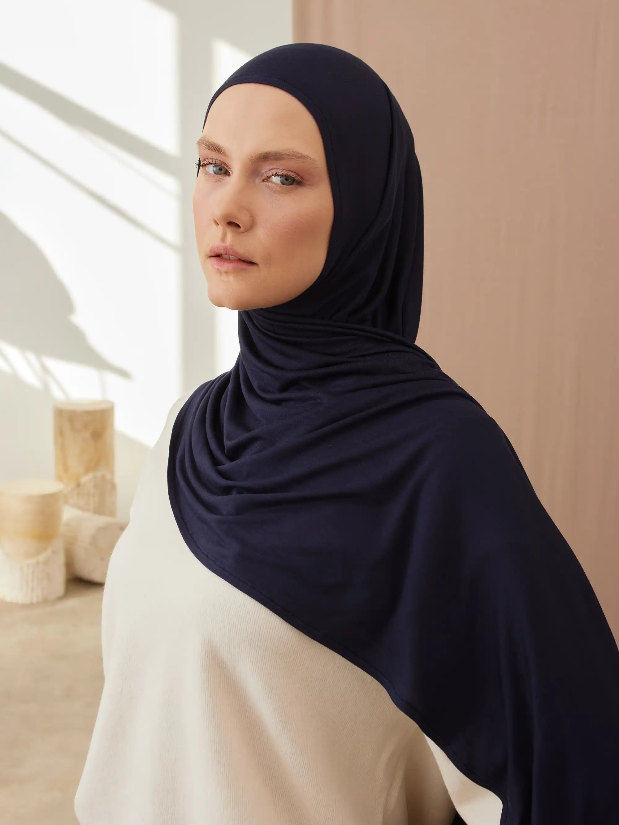 Pratik Premium Jersey Şal - Lacivert