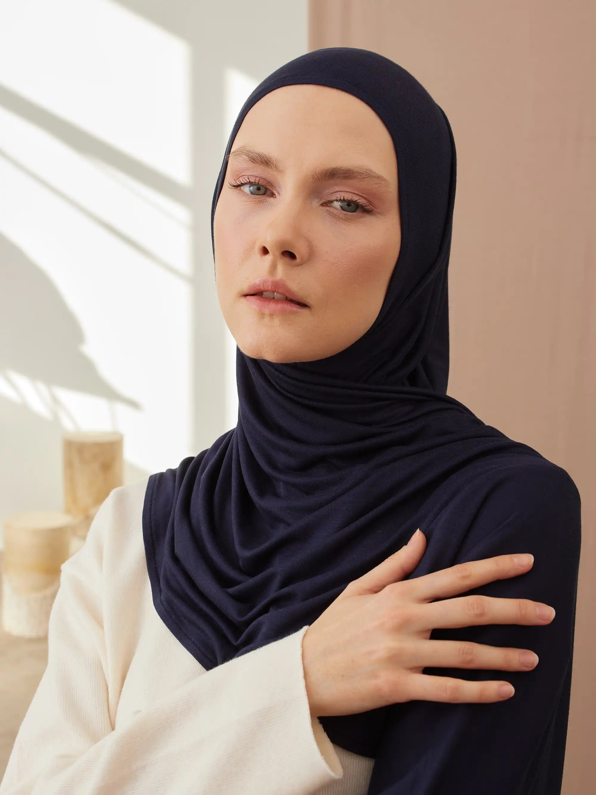 Pratik Premium Jersey Şal - Lacivert
