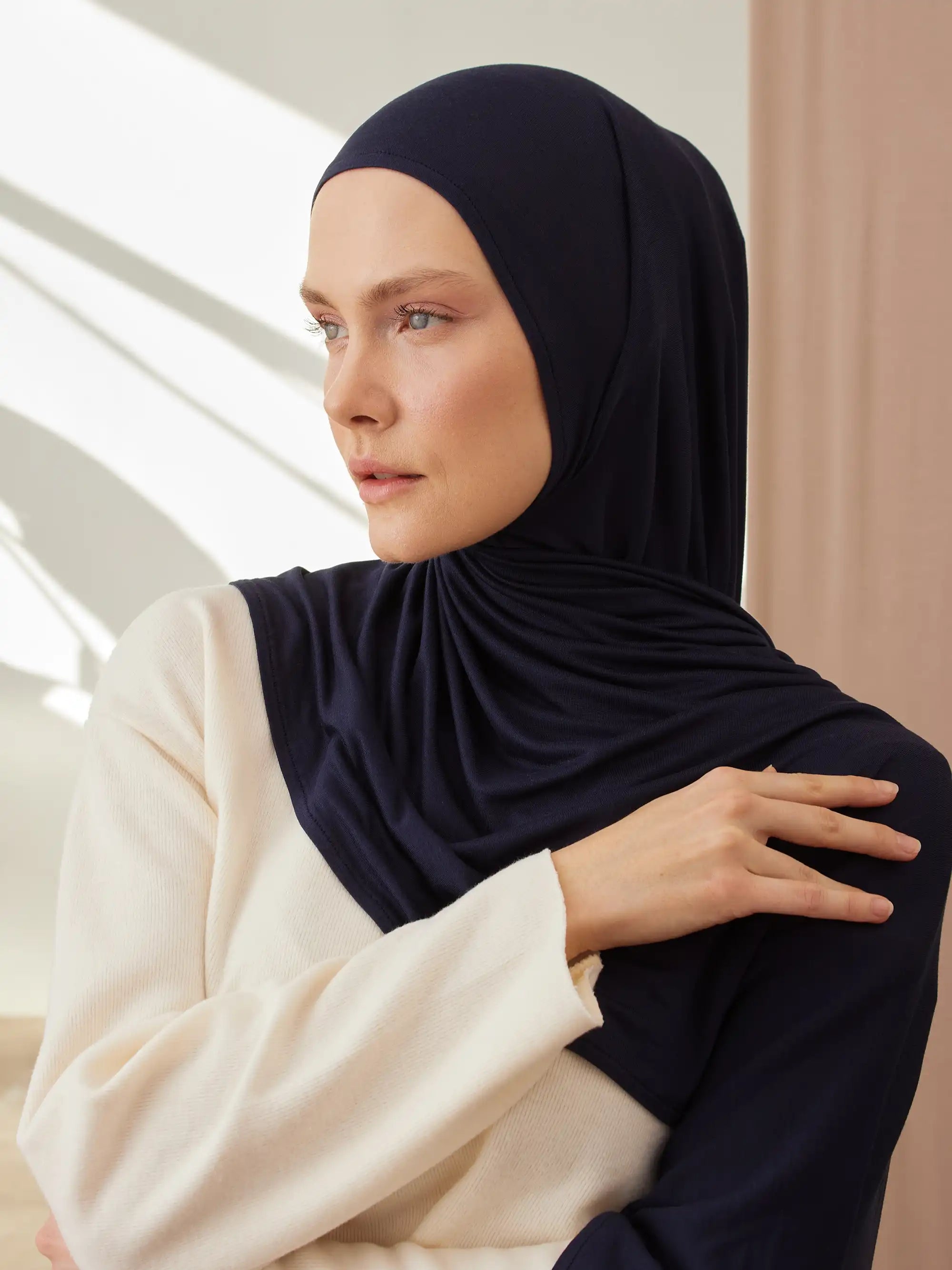 Pratik Premium Jersey Şal - Lacivert