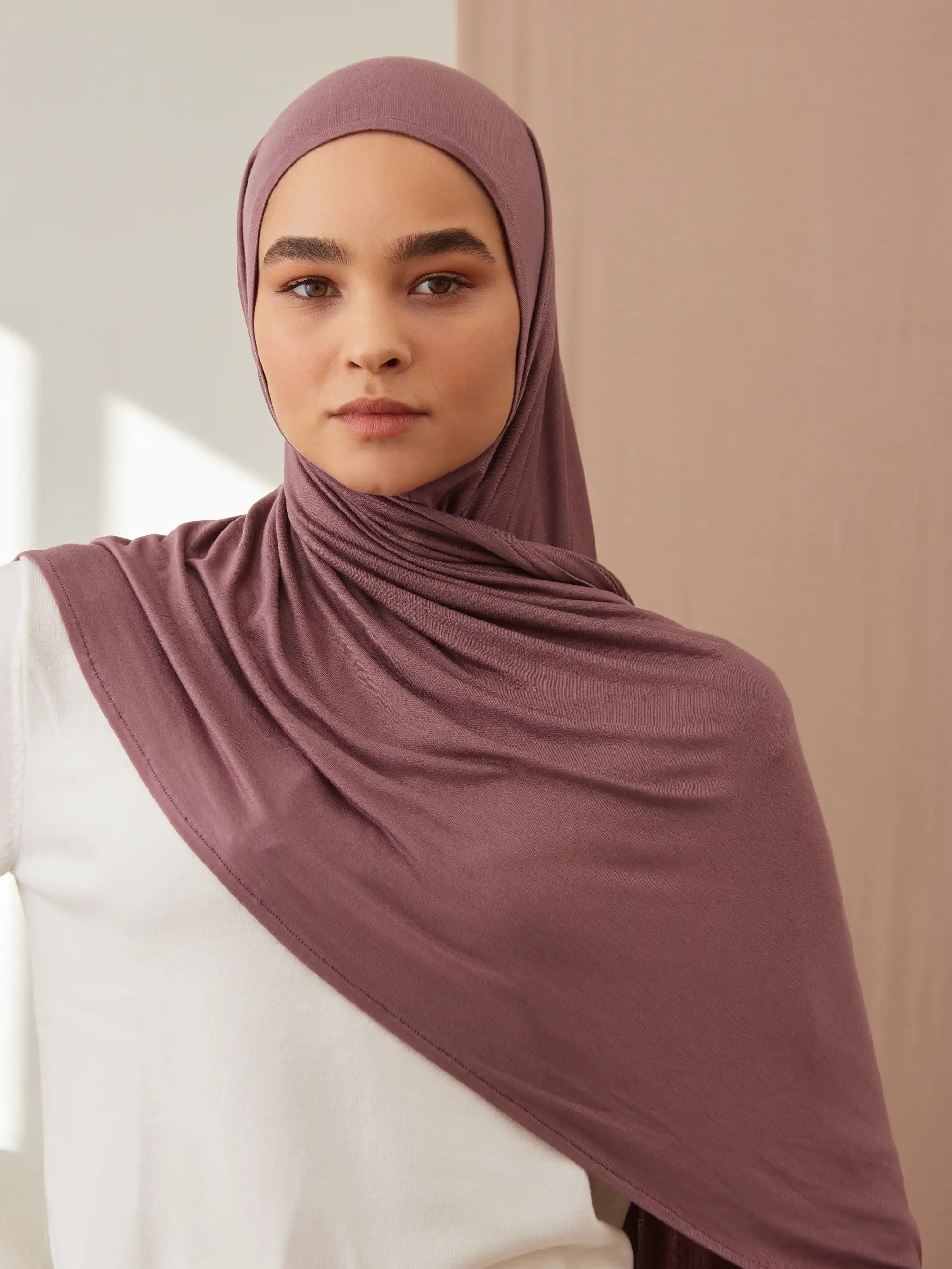 Küçük Pratik Jersey Şal - Gül Taupe