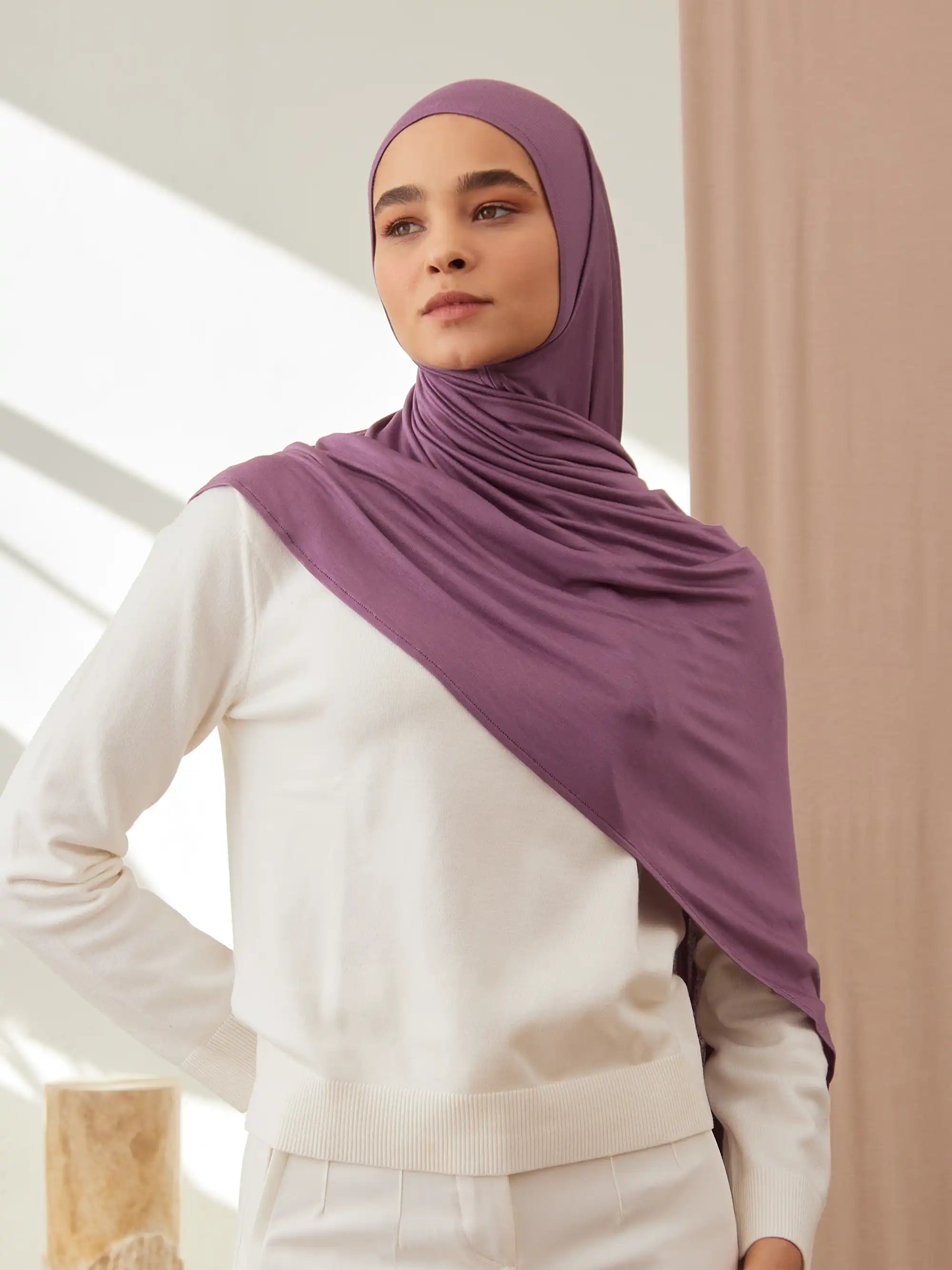 Pratik Premium Jersey Şal - Orkide