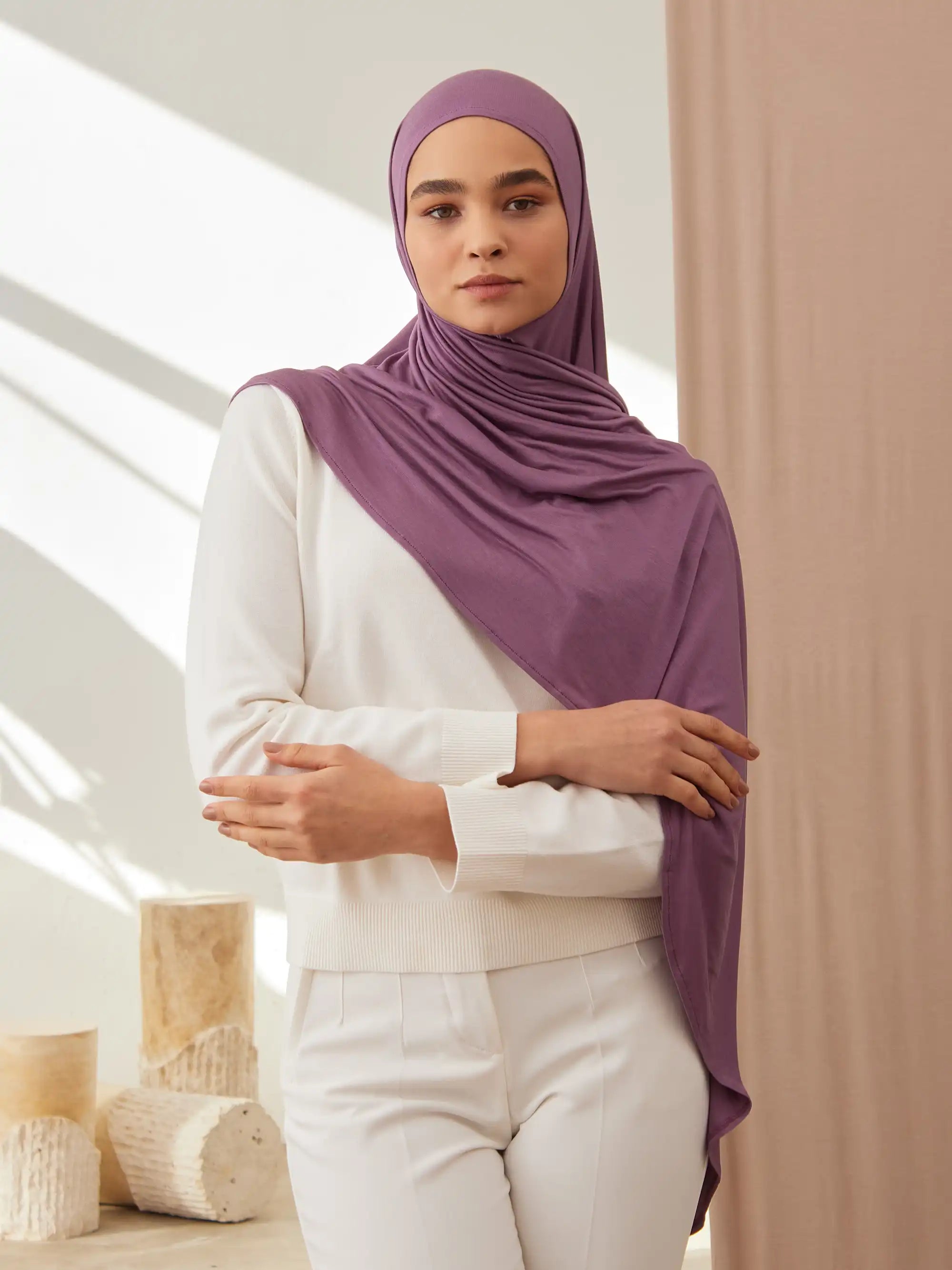 Pratik Premium Jersey Şal - Orkide