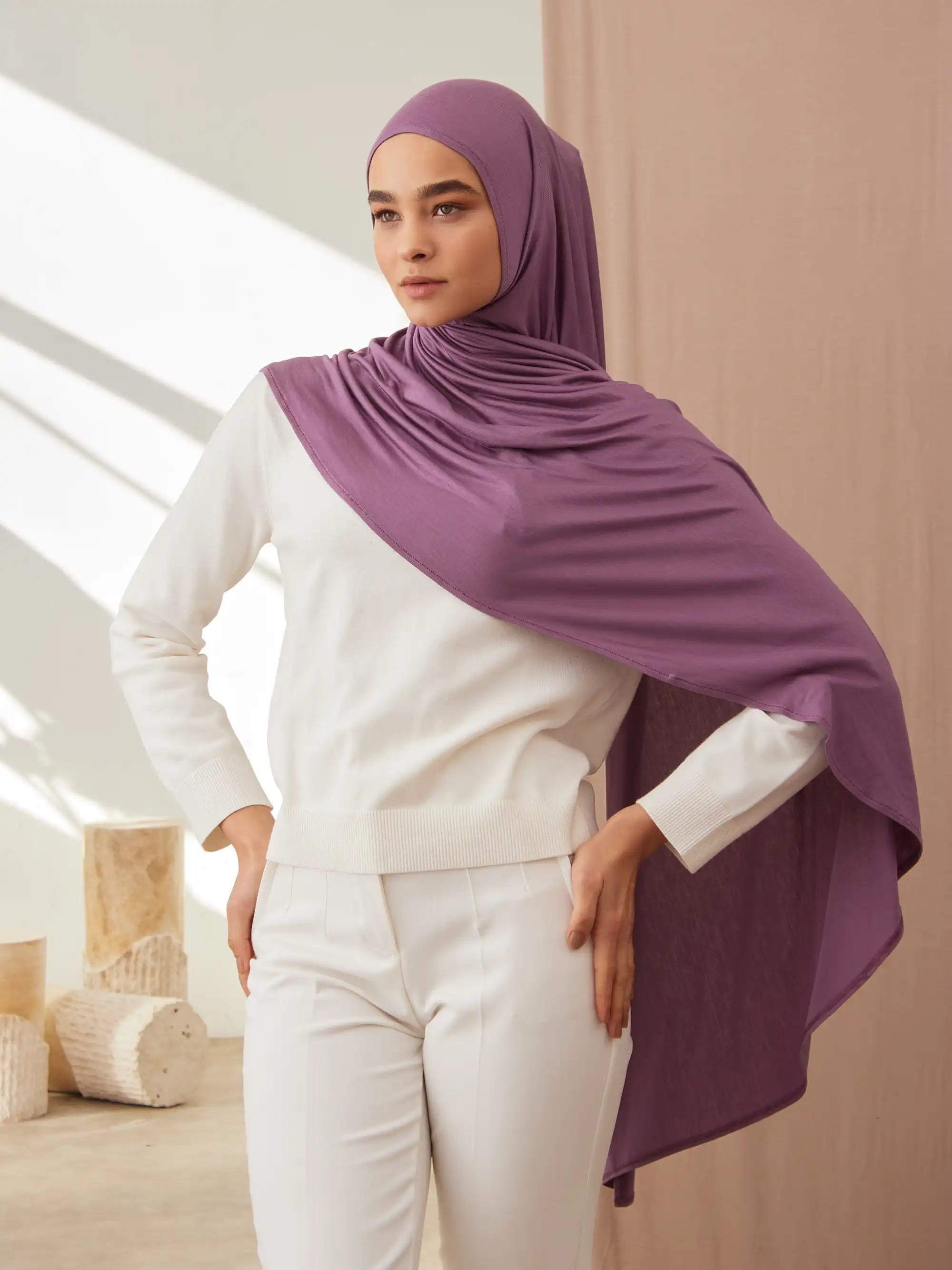 Pratik Premium Jersey Şal - Orkide