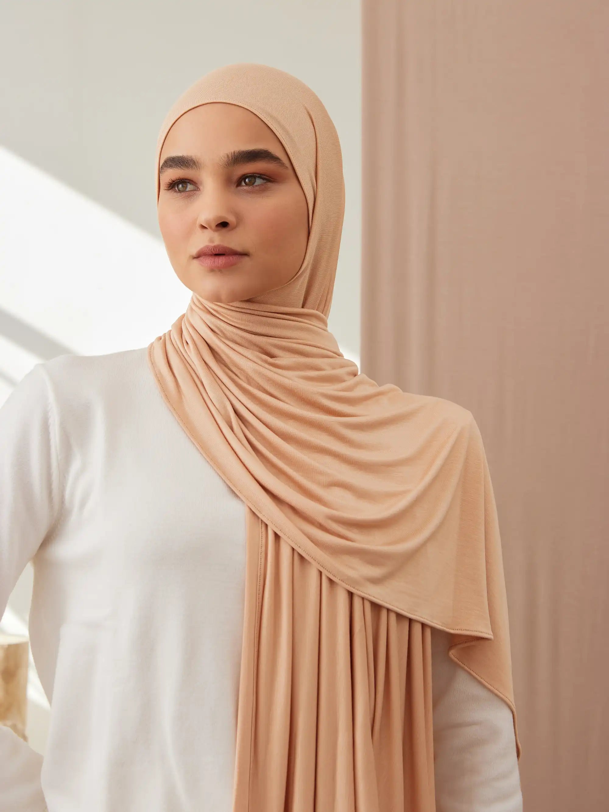 Küçük Premium Jersey Şal - Kumsal Beji